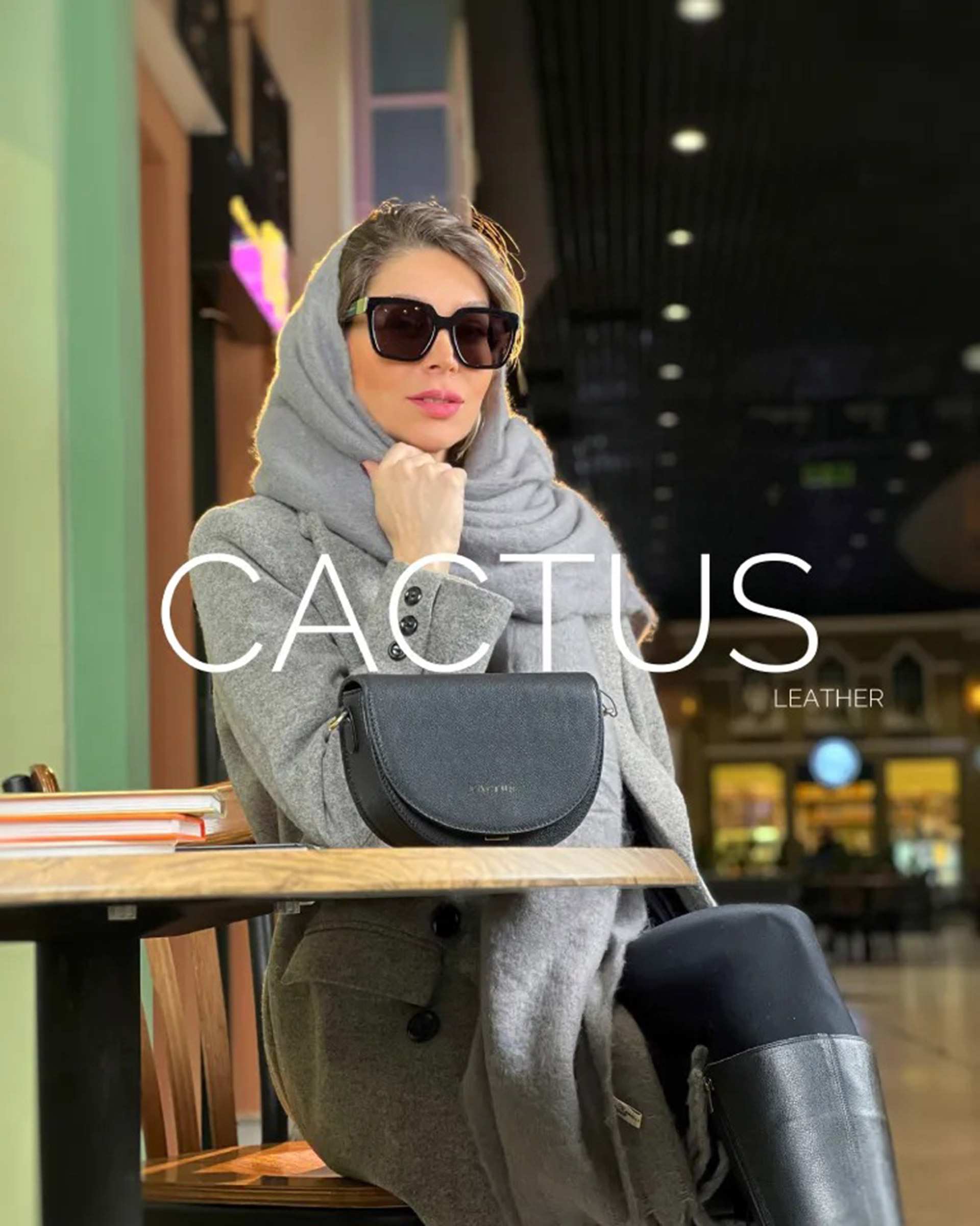 کیف چرم زنانه دوشی مشکی کاکتوس Cactus کد WB2014