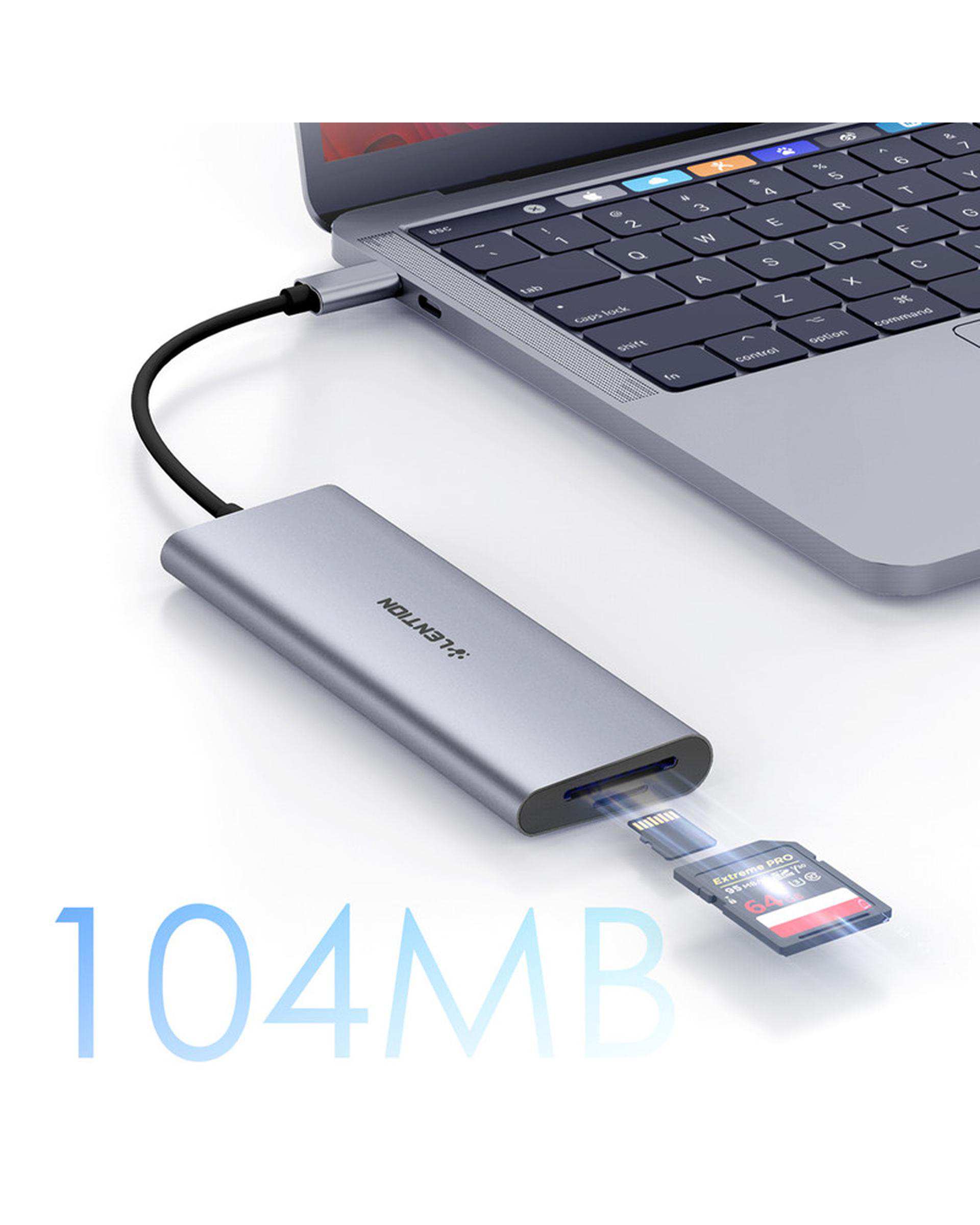 هاب 7 پورت USB-C لنشن Lention مدل C36B-HCR خاکستری