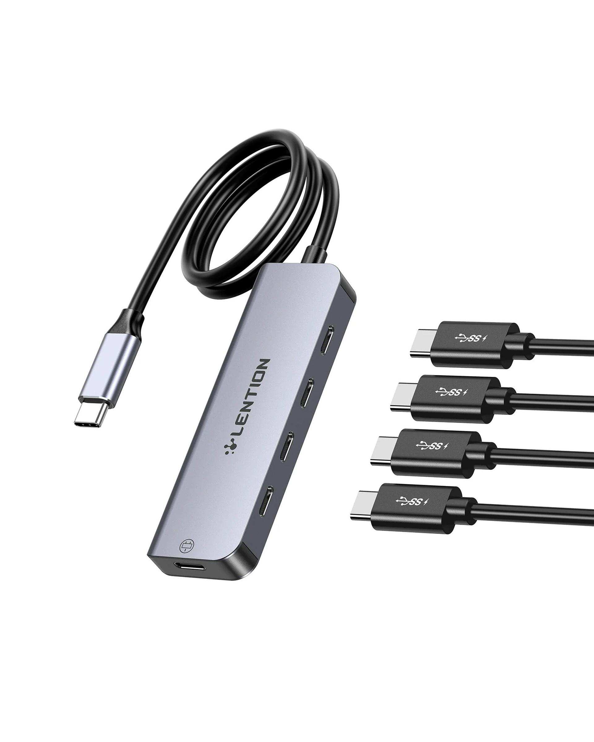 هاب 5 پورت USB-C لنشن Lention مدل CE31 خاکستری