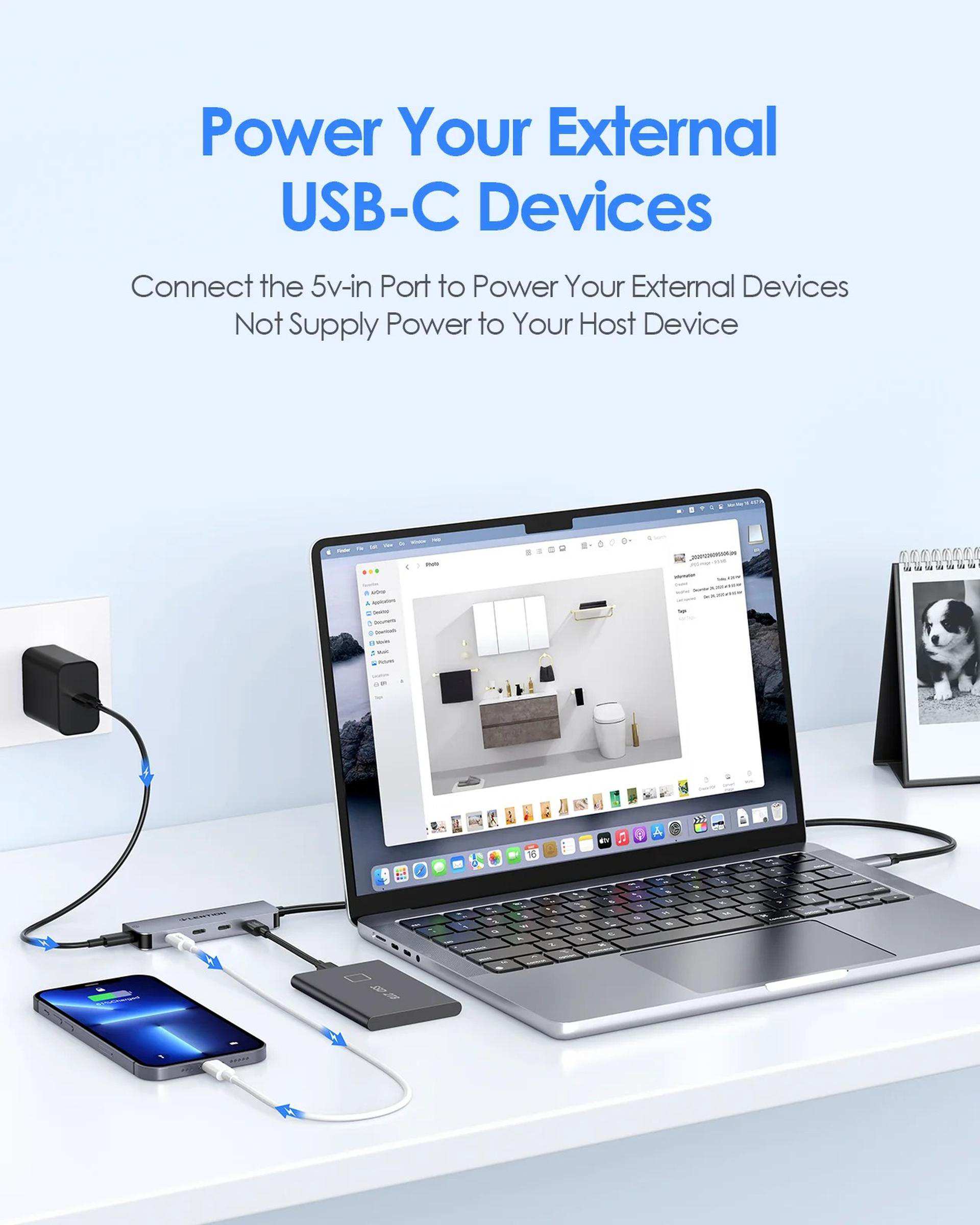 هاب 5 پورت USB-C لنشن Lention مدل CE31 خاکستری