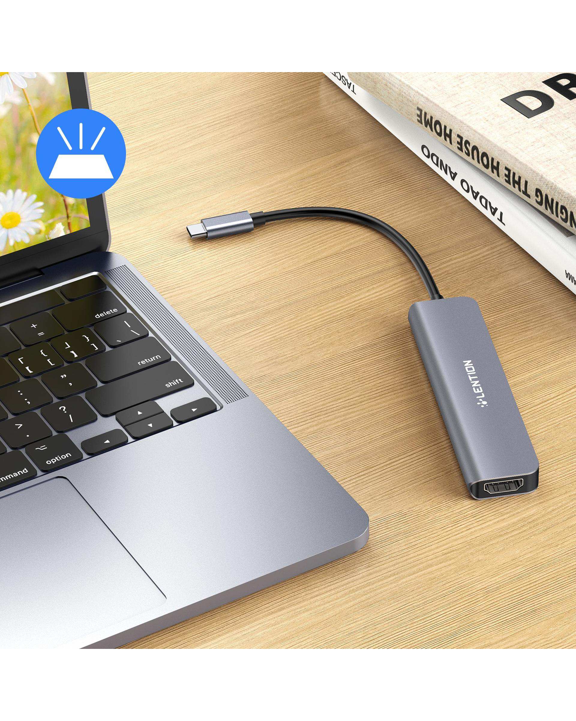 هاب 7 پورت USB-C لنشن Lention مدل CE18 خاکستری