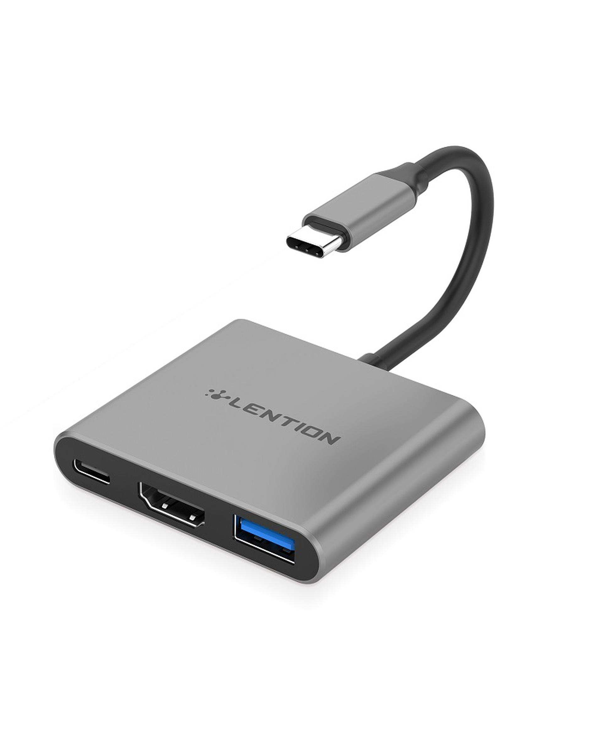 هاب 3 پورت USB-C لنشن Lention مدل C14 خاکستری