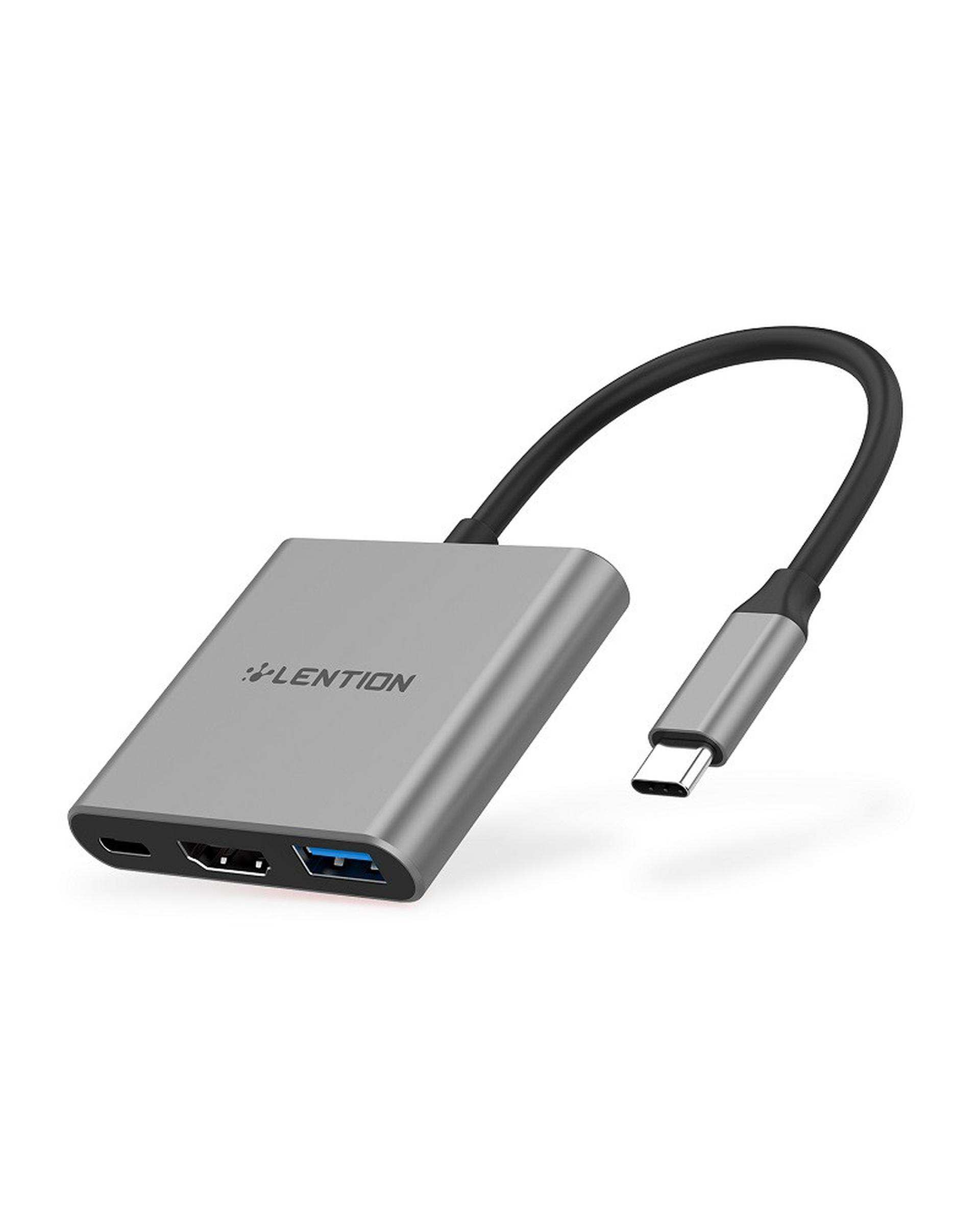 هاب 3 پورت USB-C لنشن Lention مدل C14 خاکستری