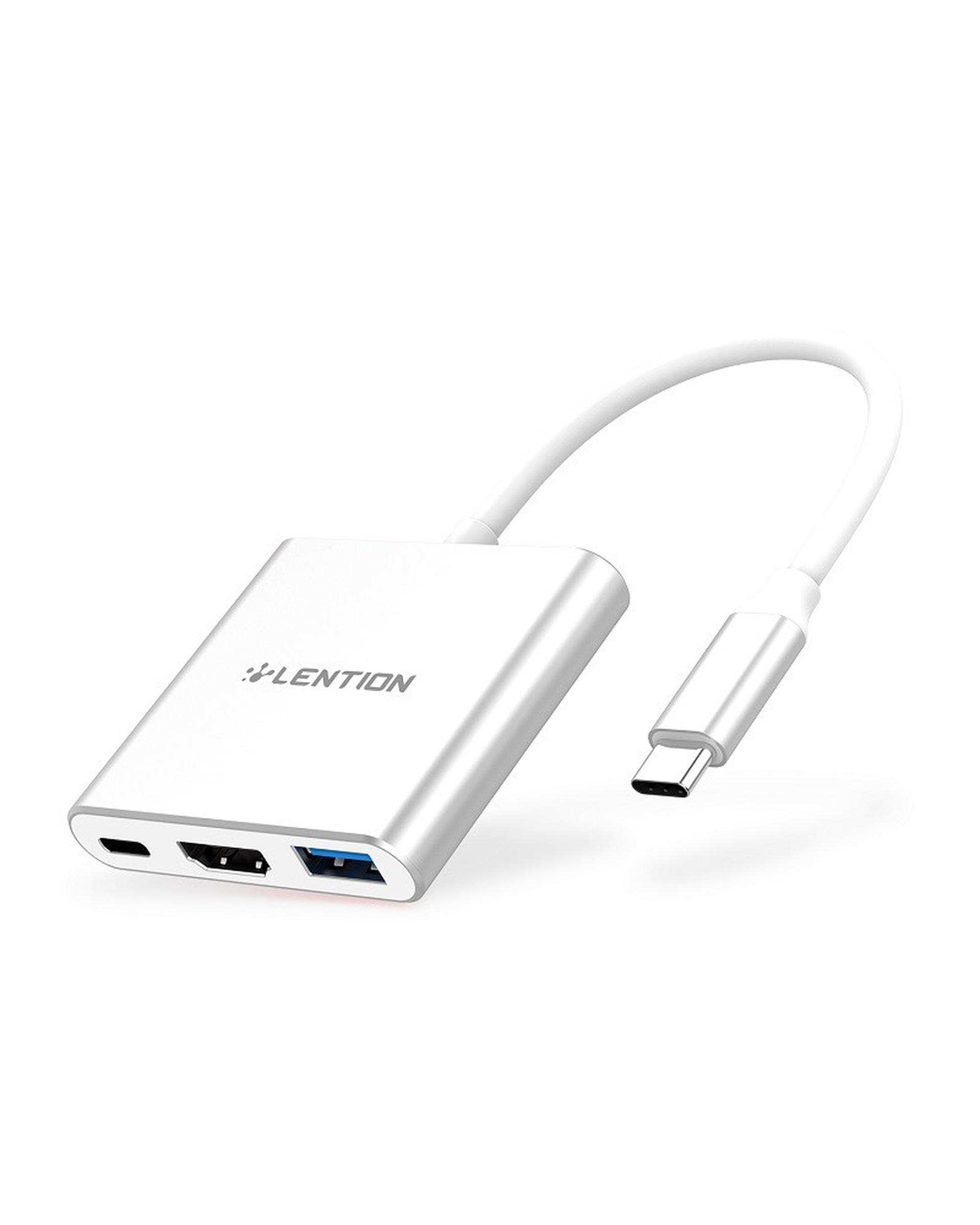 هاب 3 پورت USB-C لنشن Lention مدل C14 نقره ای