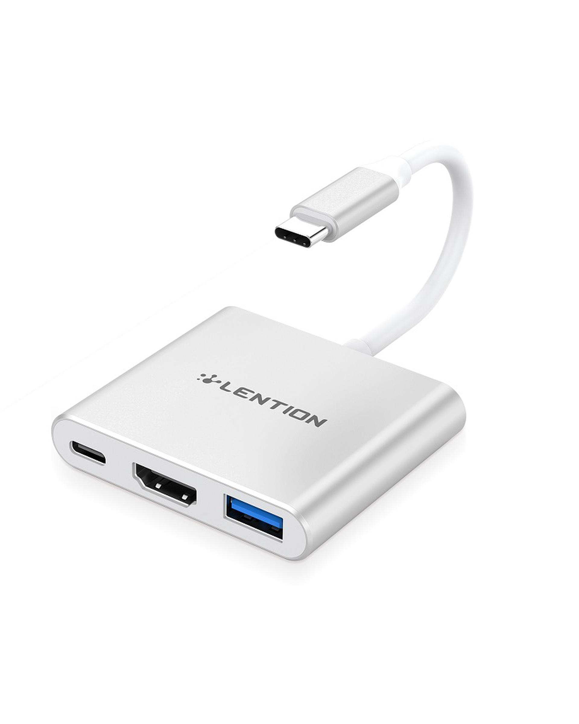 هاب 3 پورت USB-C لنشن Lention مدل C14 نقره ای