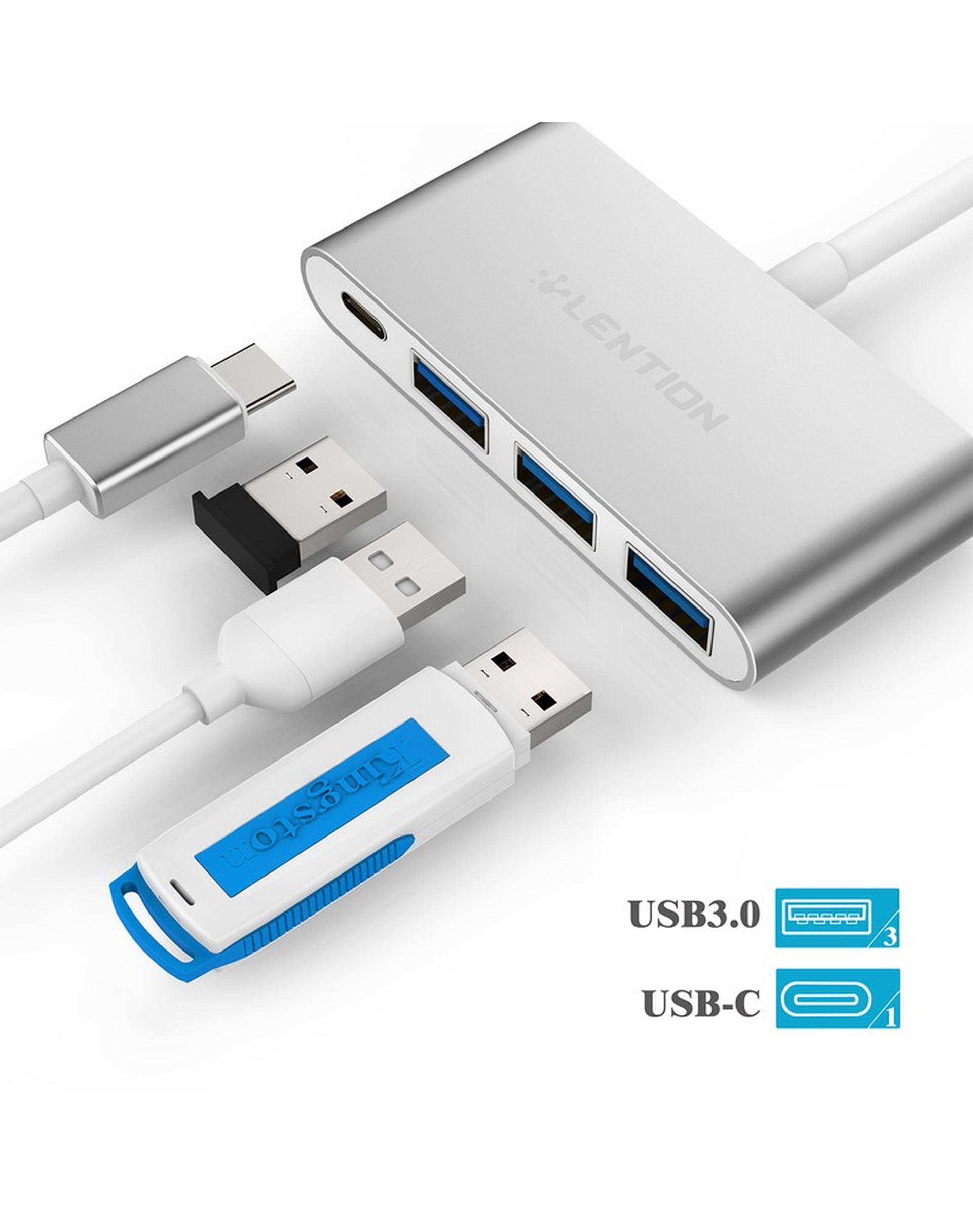 هاب 4 پورت USB-C لنشن Lention مدل C13SE نقره ای