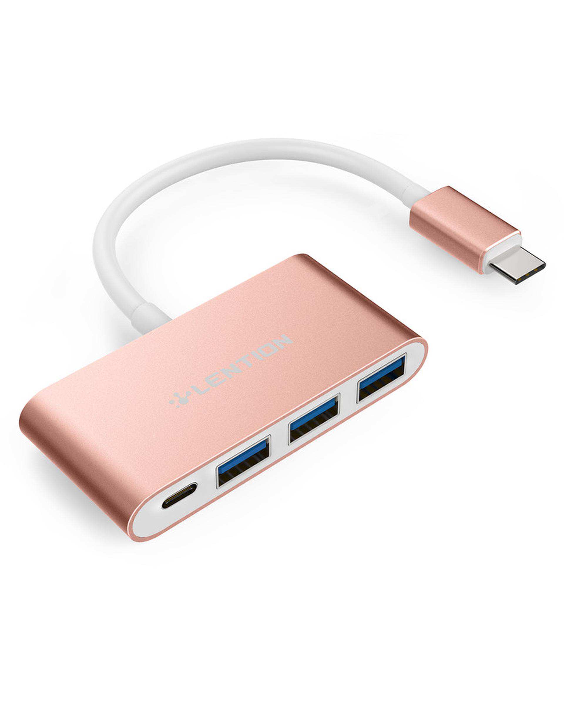 هاب 4 پورت USB-C لنشن Lention مدل C13SE رزگلد