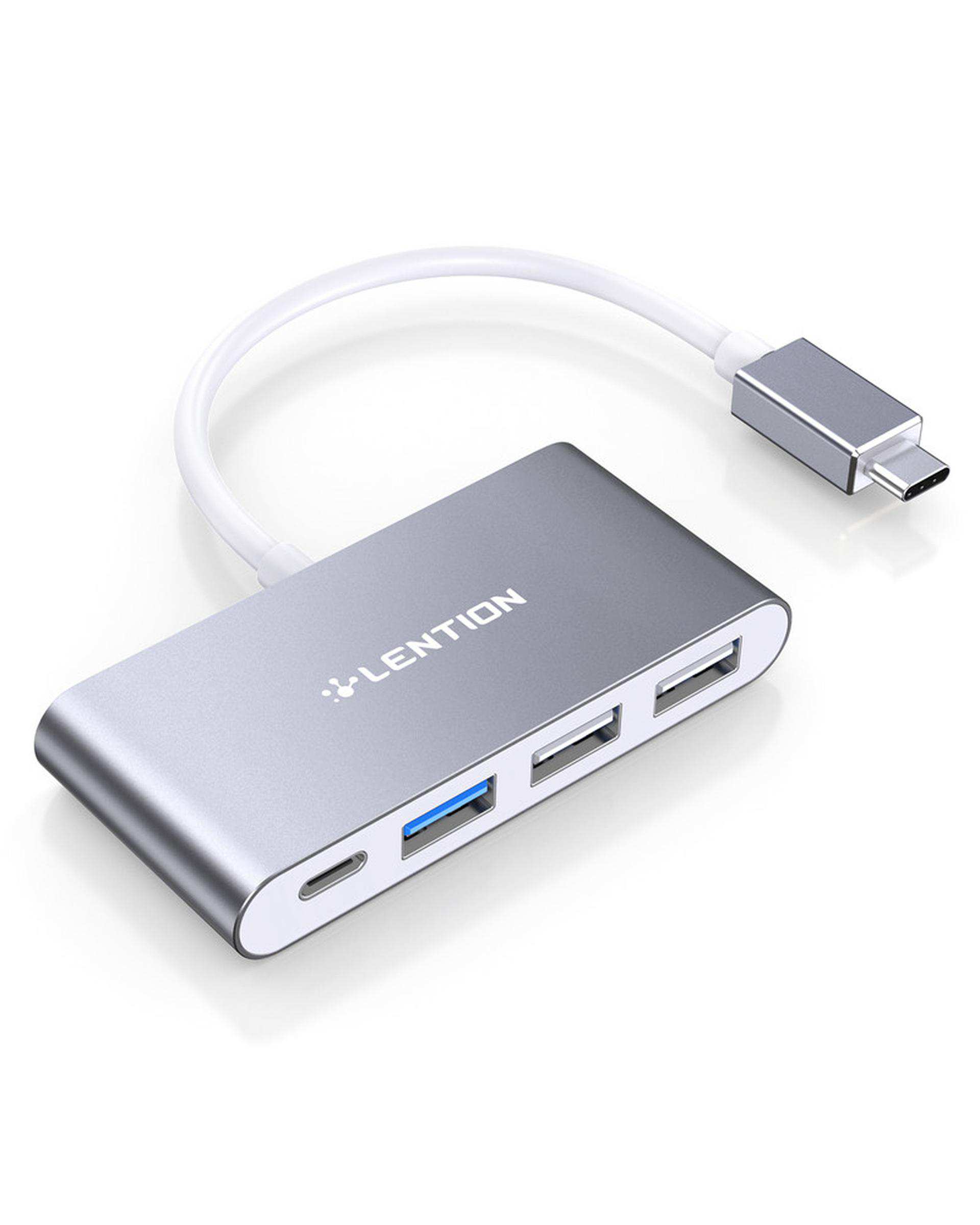 هاب 4 پورت USB-C لنشن Lention مدل C13 خاکستری