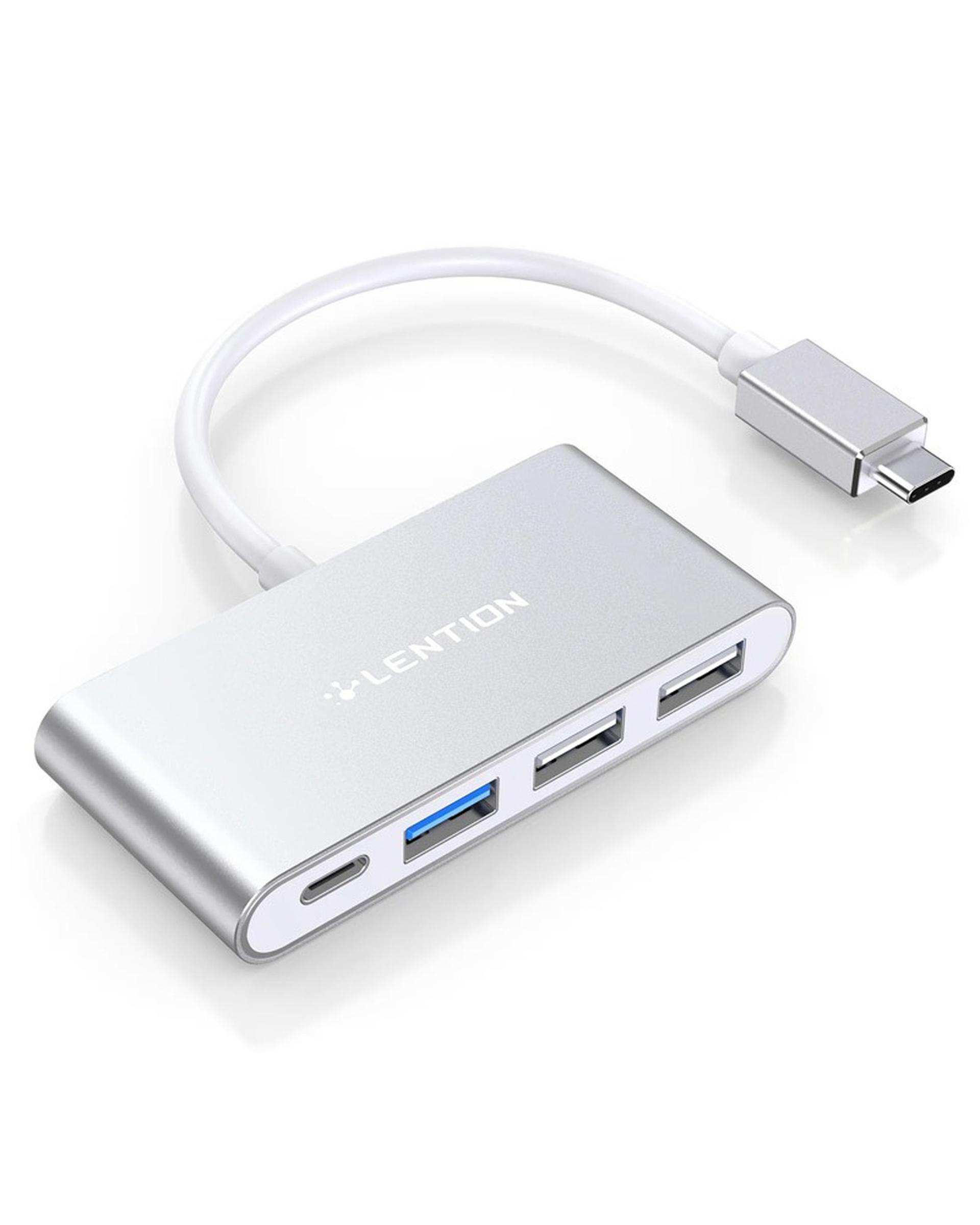 هاب 4 پورت USB-C لنشن Lention مدل C13 نقره ای