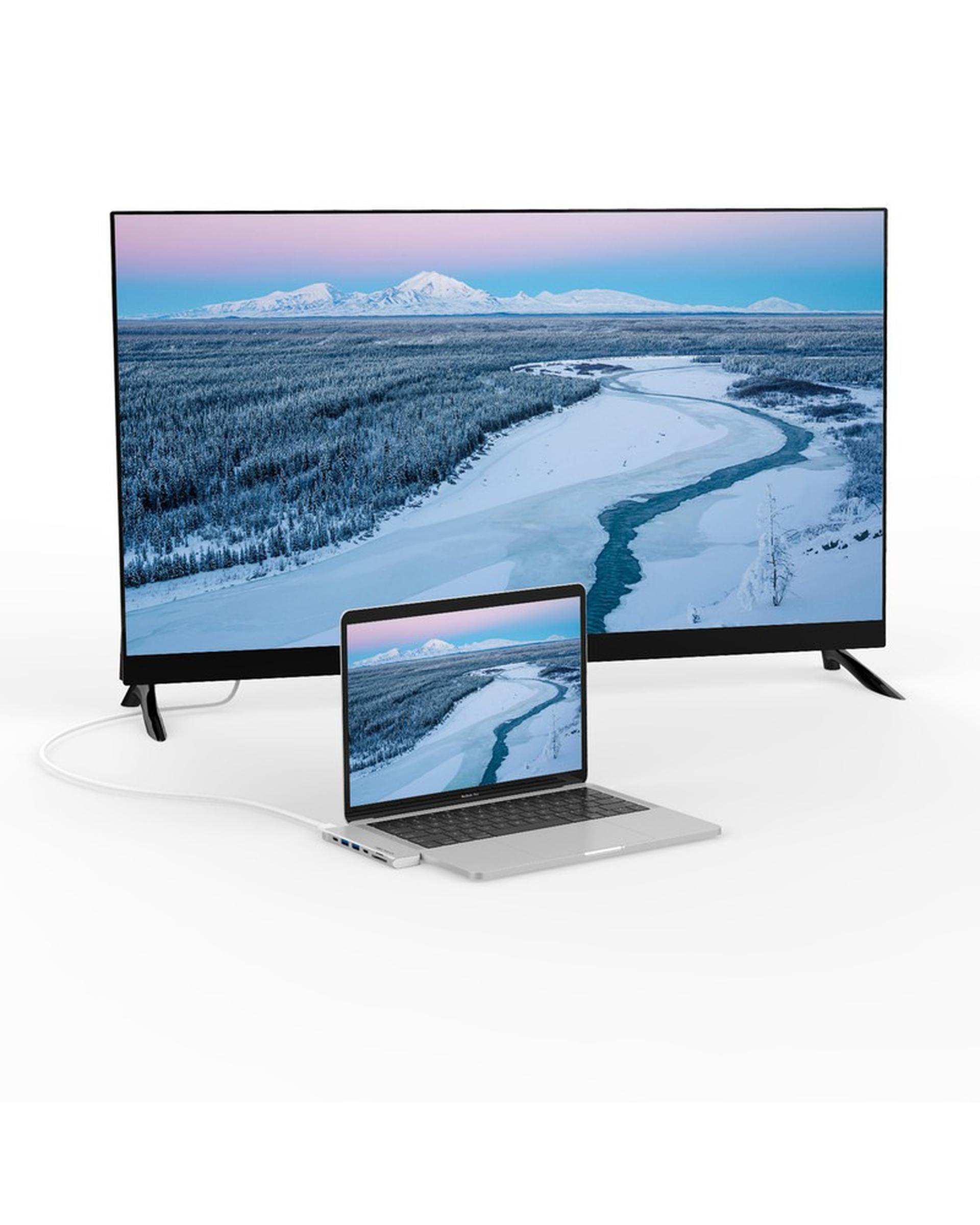 هاب 7 پورت USB-C لنشن Lention مدل CS64 نقره ای