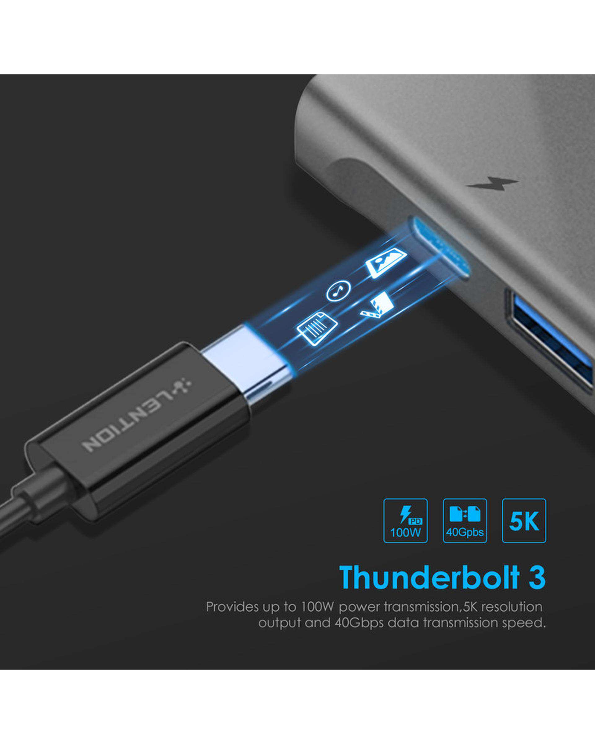 هاب 6 پورت USB-C لنشن Lention مدل CS65 خاکستری