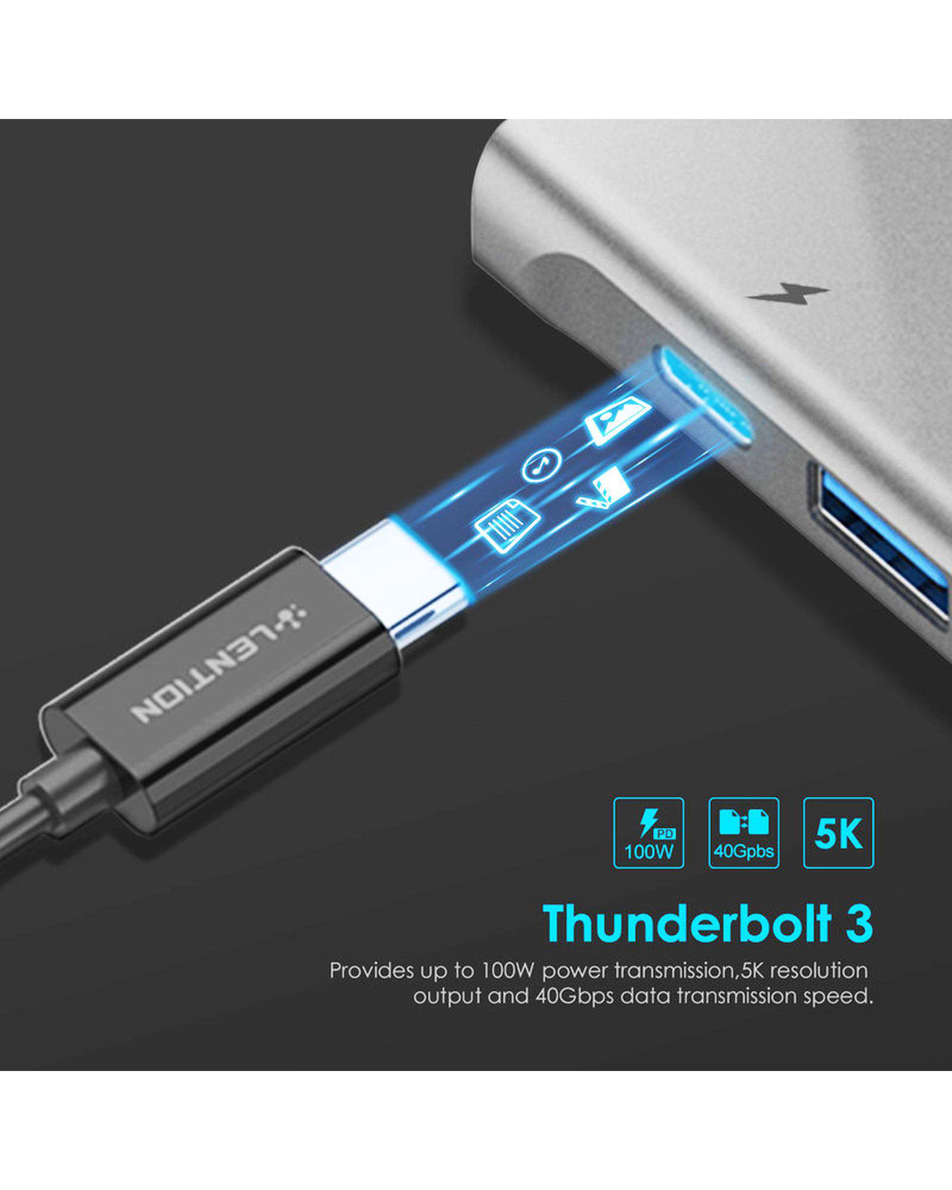 هاب 6 پورت USB-C لنشن Lention مدل CS65 نقره ای