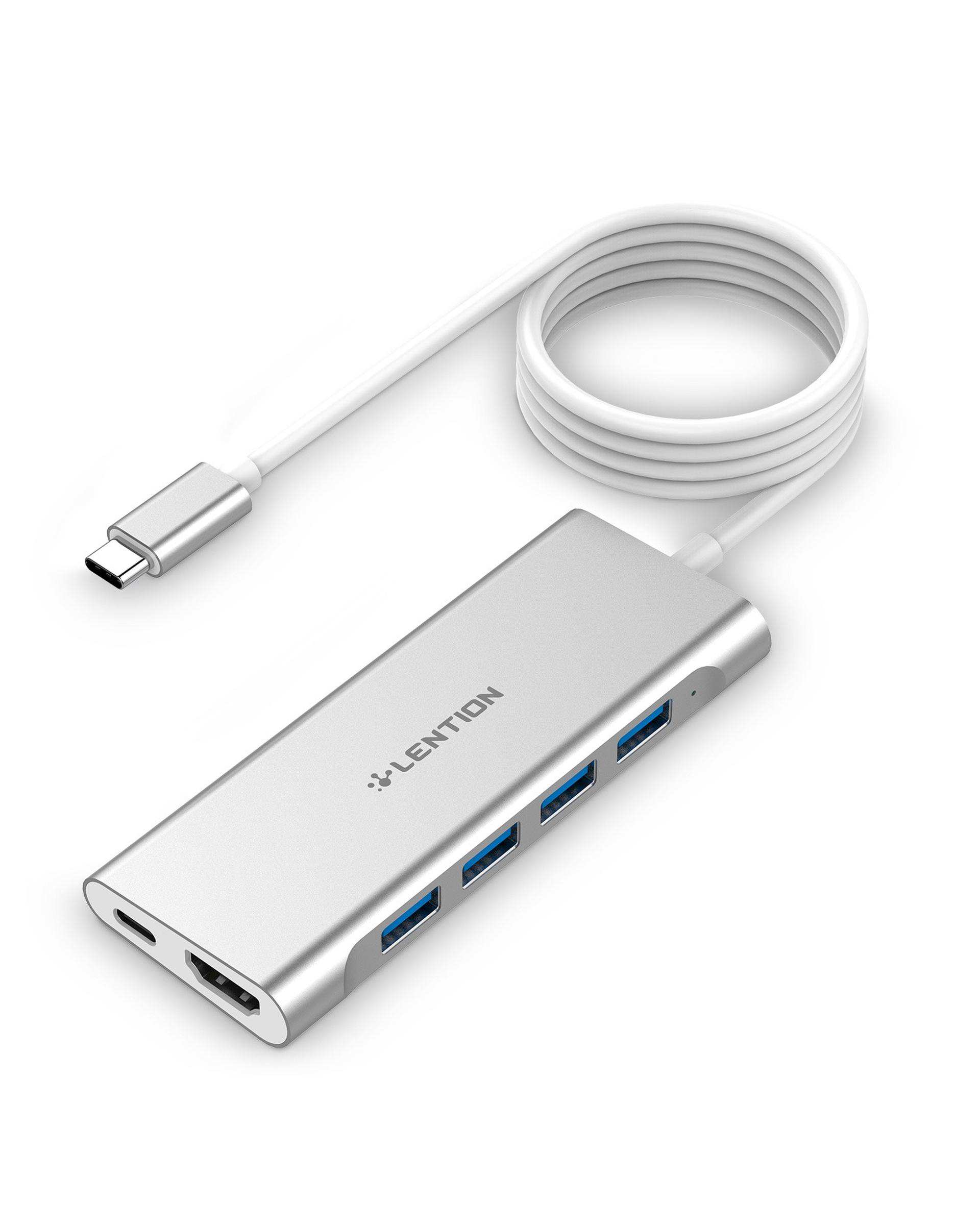 هاب 6 پورت USB-C لنشن Lention مدل C35-1M نقره ای