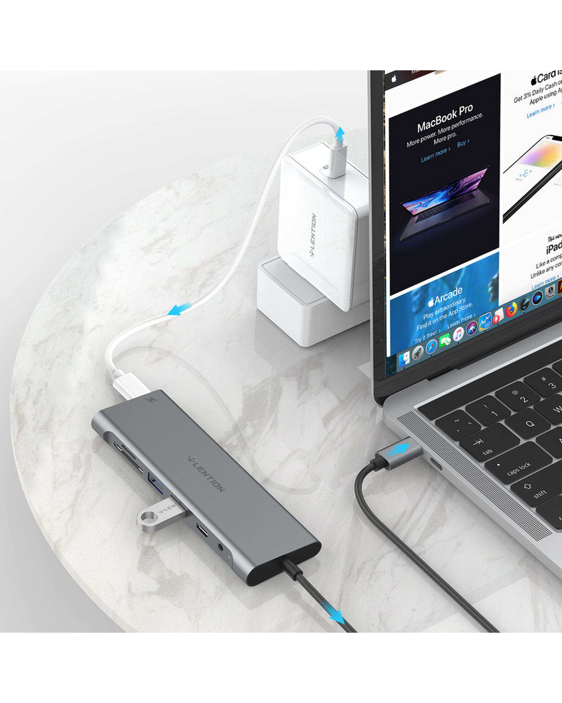 هاب 8 پورت USB-C لنشن Lention مدل C37-1M خاکستری