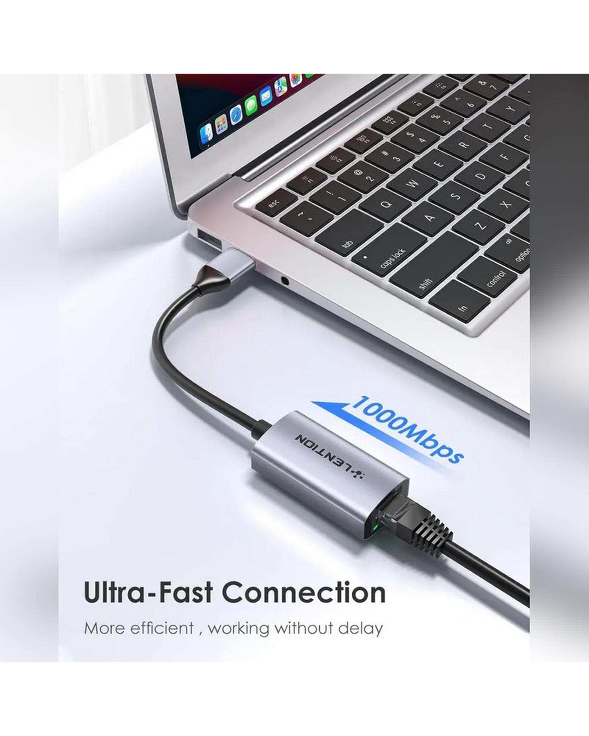 مبدل USB به RJ45 لنشن Lention مدل HU604 خاکستری