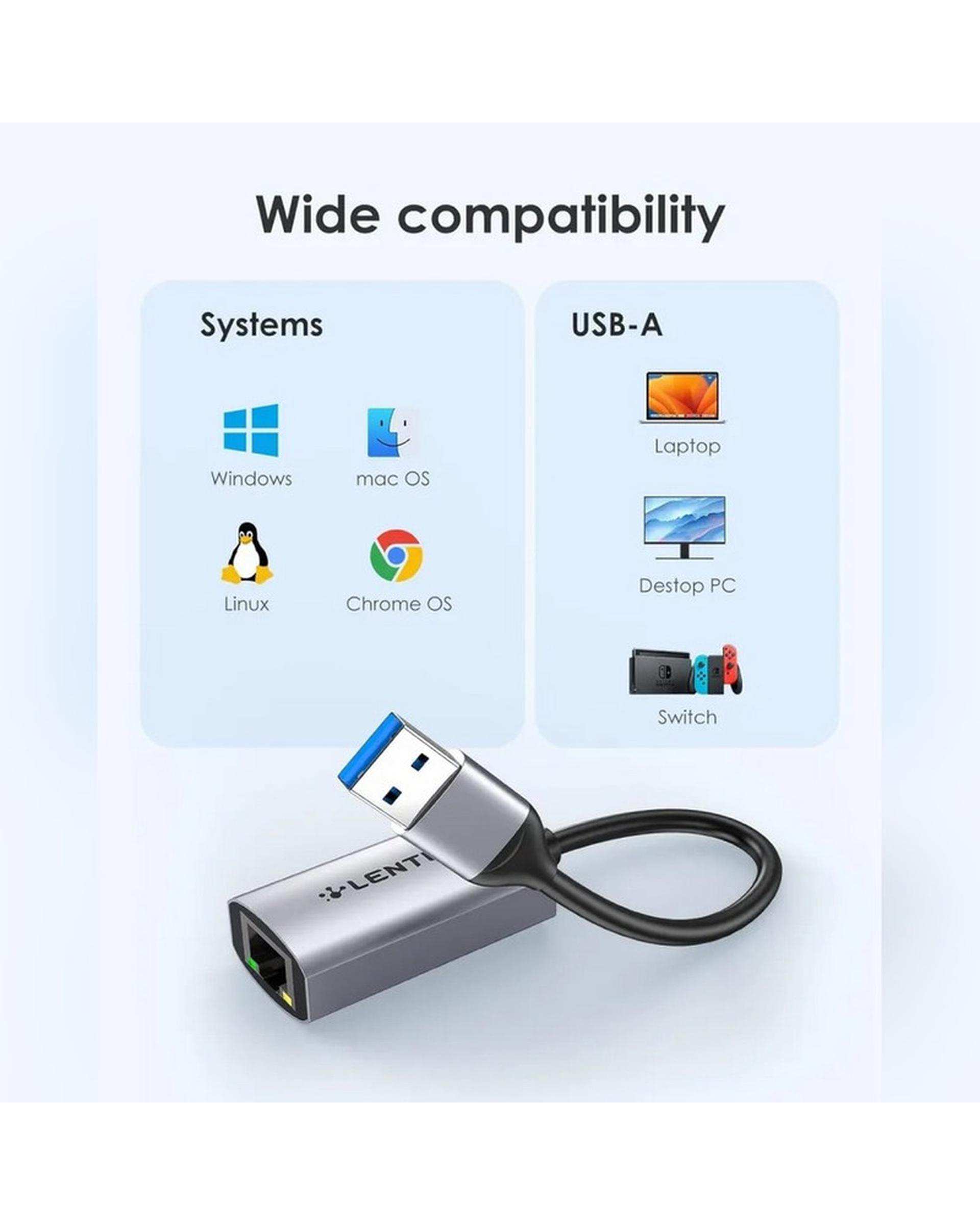 مبدل USB به RJ45 لنشن Lention مدل HU604 خاکستری