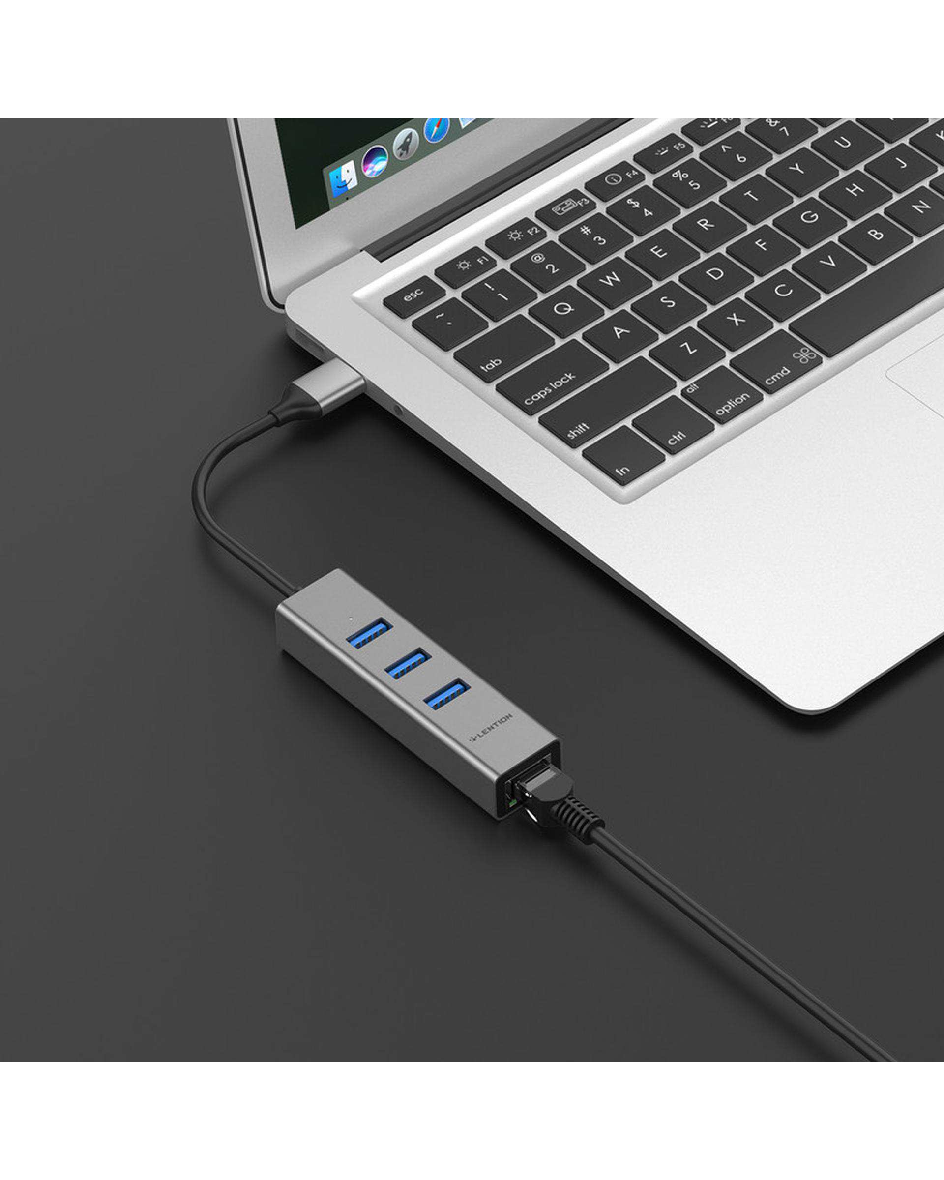 هاب 4 پورت USB-C لنشن Lention مدل H23S خاکستری