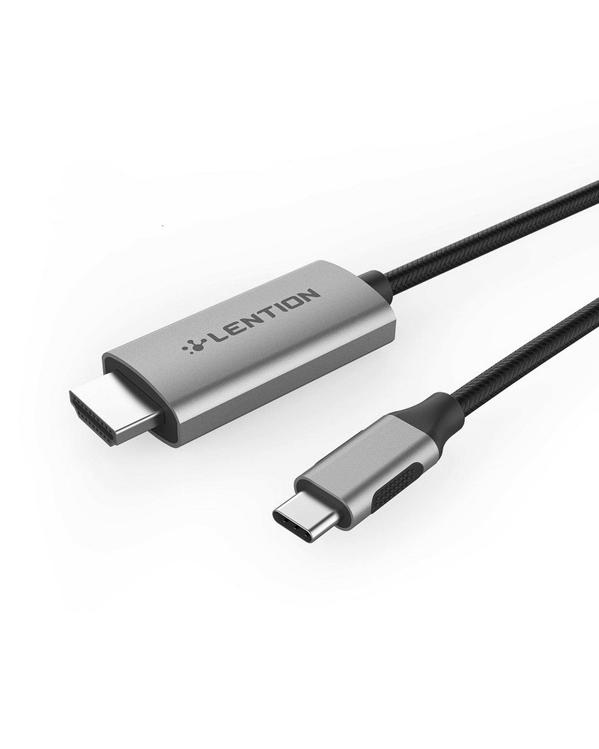 کابل تبدیل USB-C به HDMI لنشن Lention مدل CU707 طول 1.8 متر خاکستری