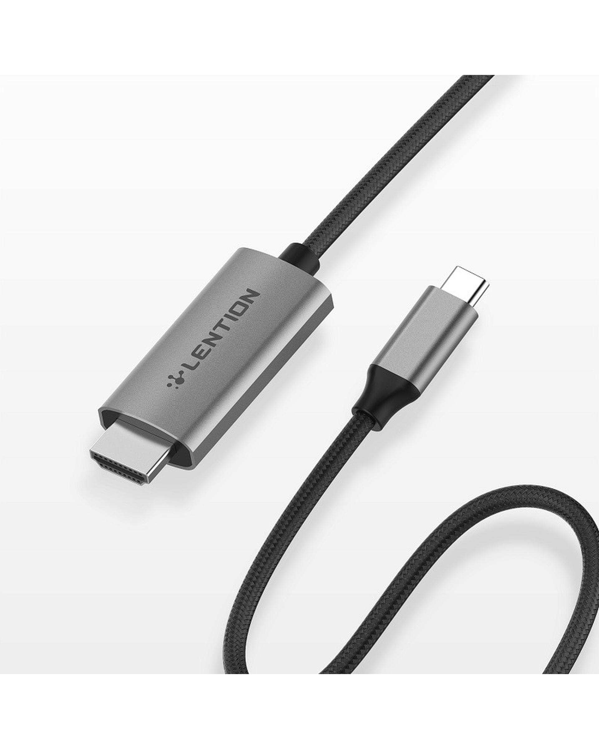 کابل تبدیل USB-C به HDMI لنشن Lention مدل CU707 طول 1.8 متر خاکستری