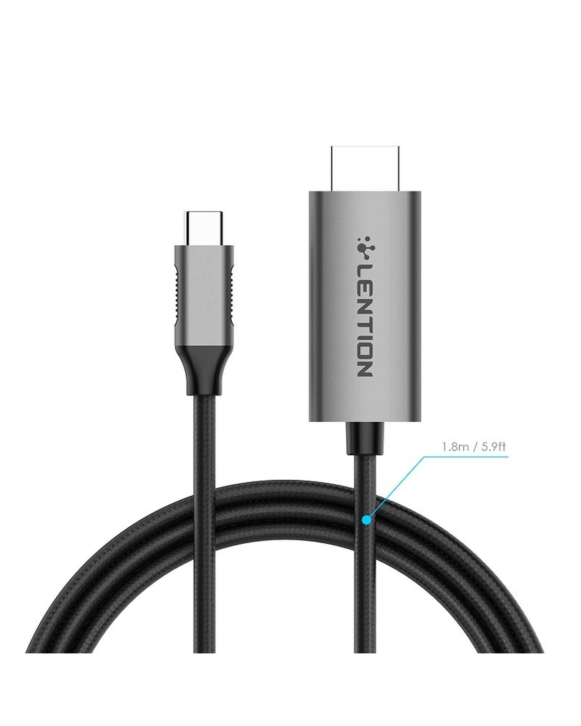 کابل تبدیل USB-C به HDMI لنشن Lention مدل CU707 طول 1.8 متر خاکستری