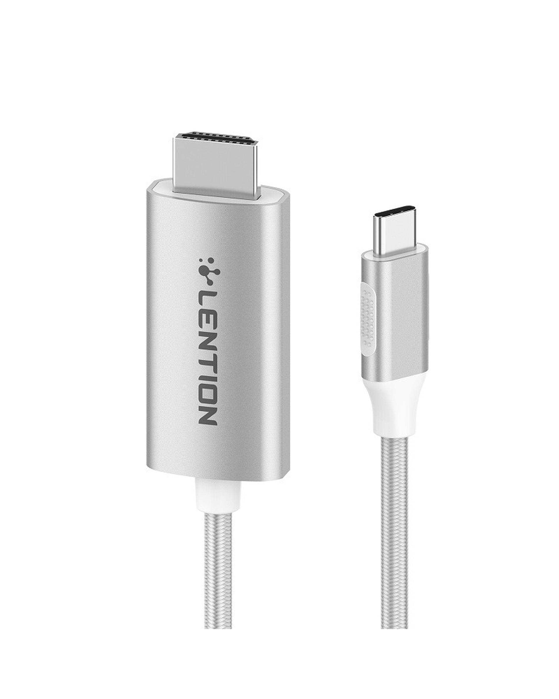 کابل تبدیل USB-C به HDMI لنشن Lention مدل CU707 طول 1.8 متر نقره ای