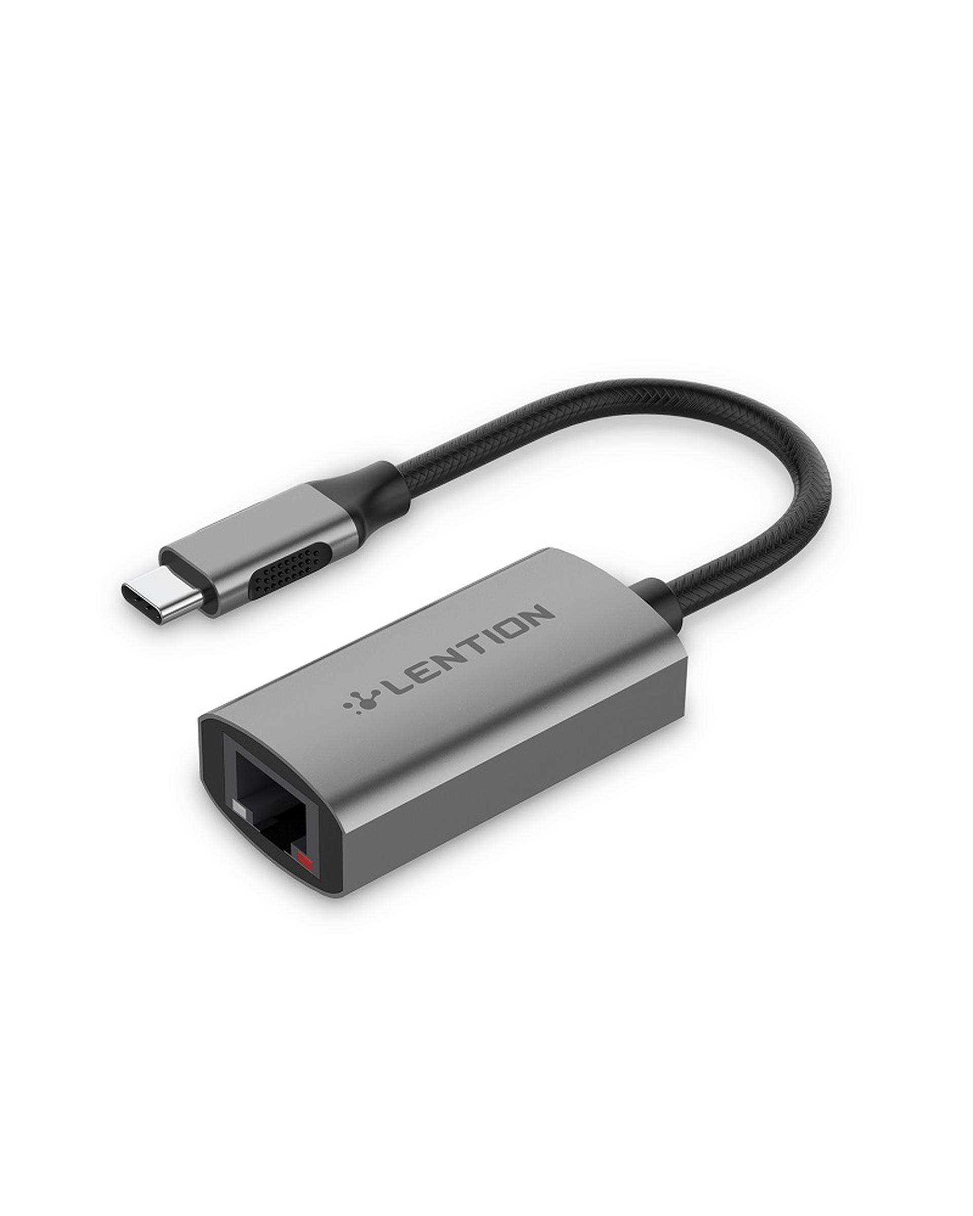 مبدل USB-C به RJ45 لنشن Lention مدل CU604 خاکستری