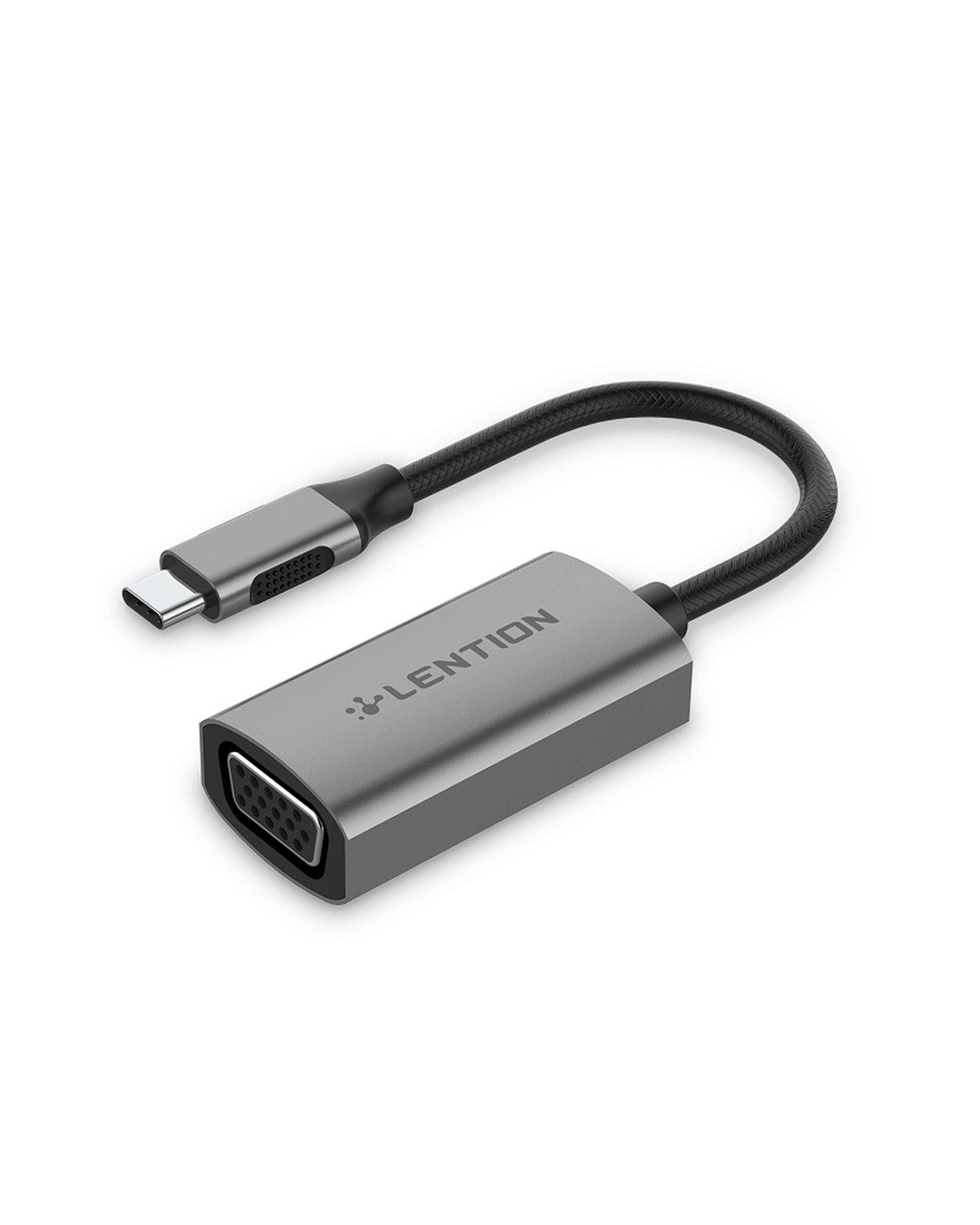 مبدل USB-C به VGA لنشن Lention مدل CU604 خاکستری