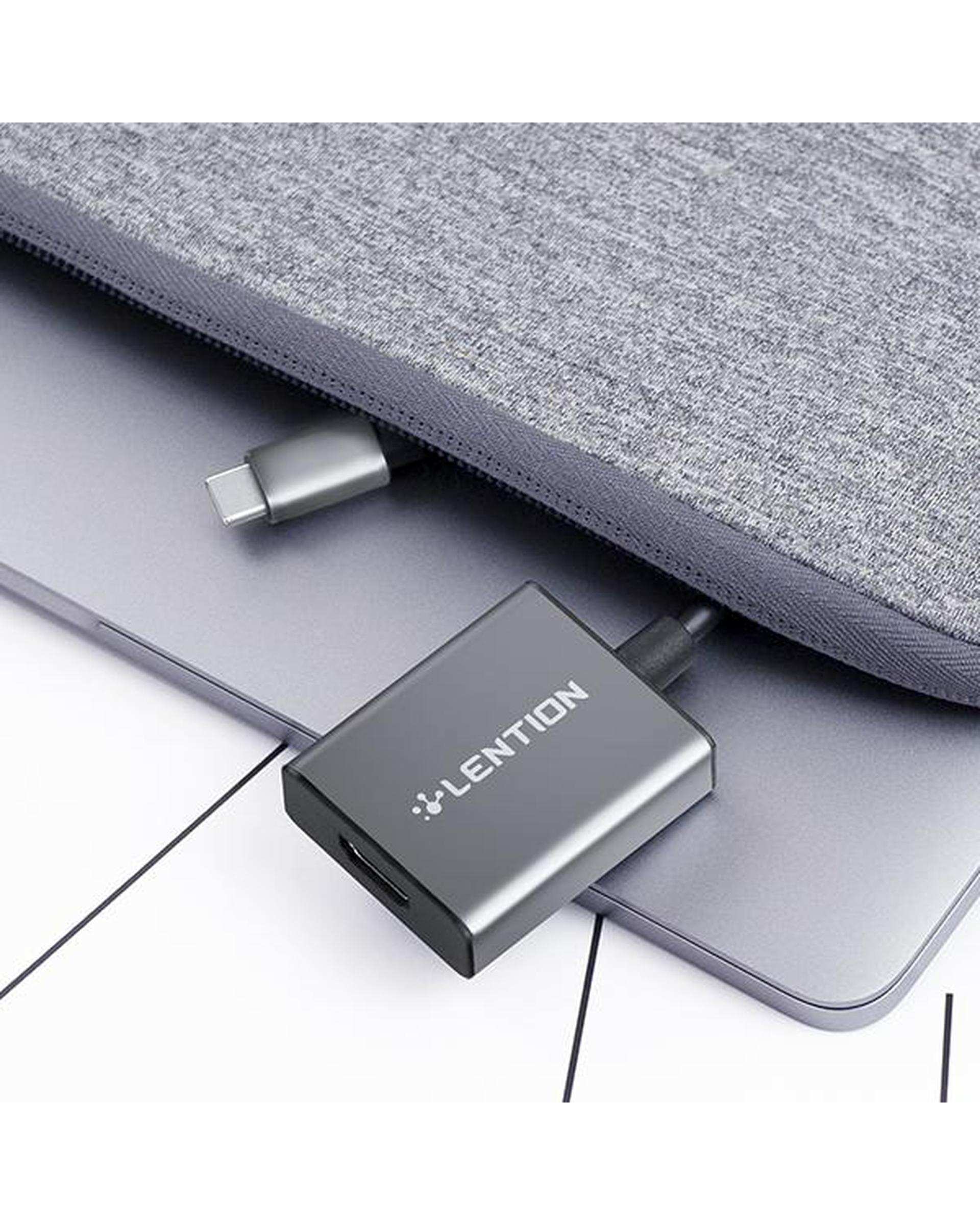 مبدل USB-C به 4K HDMI لنشن Lention خاکستری