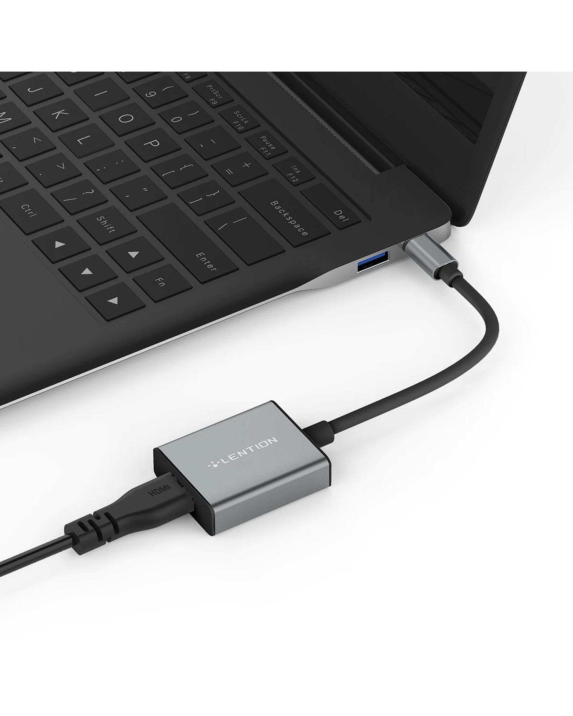 مبدل USB-C به 4K HDMI لنشن Lention خاکستری