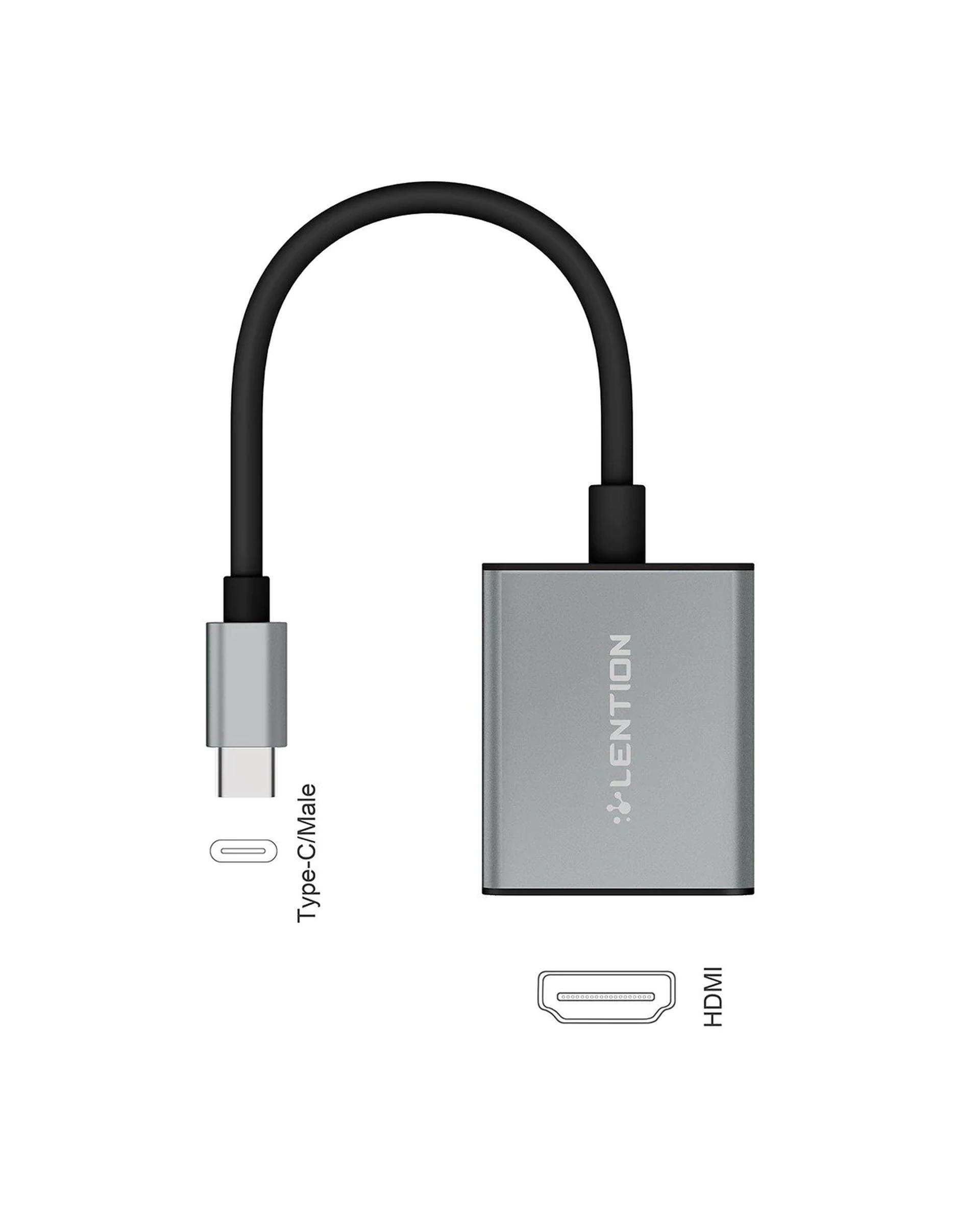 مبدل USB-C به 4K HDMI لنشن Lention خاکستری