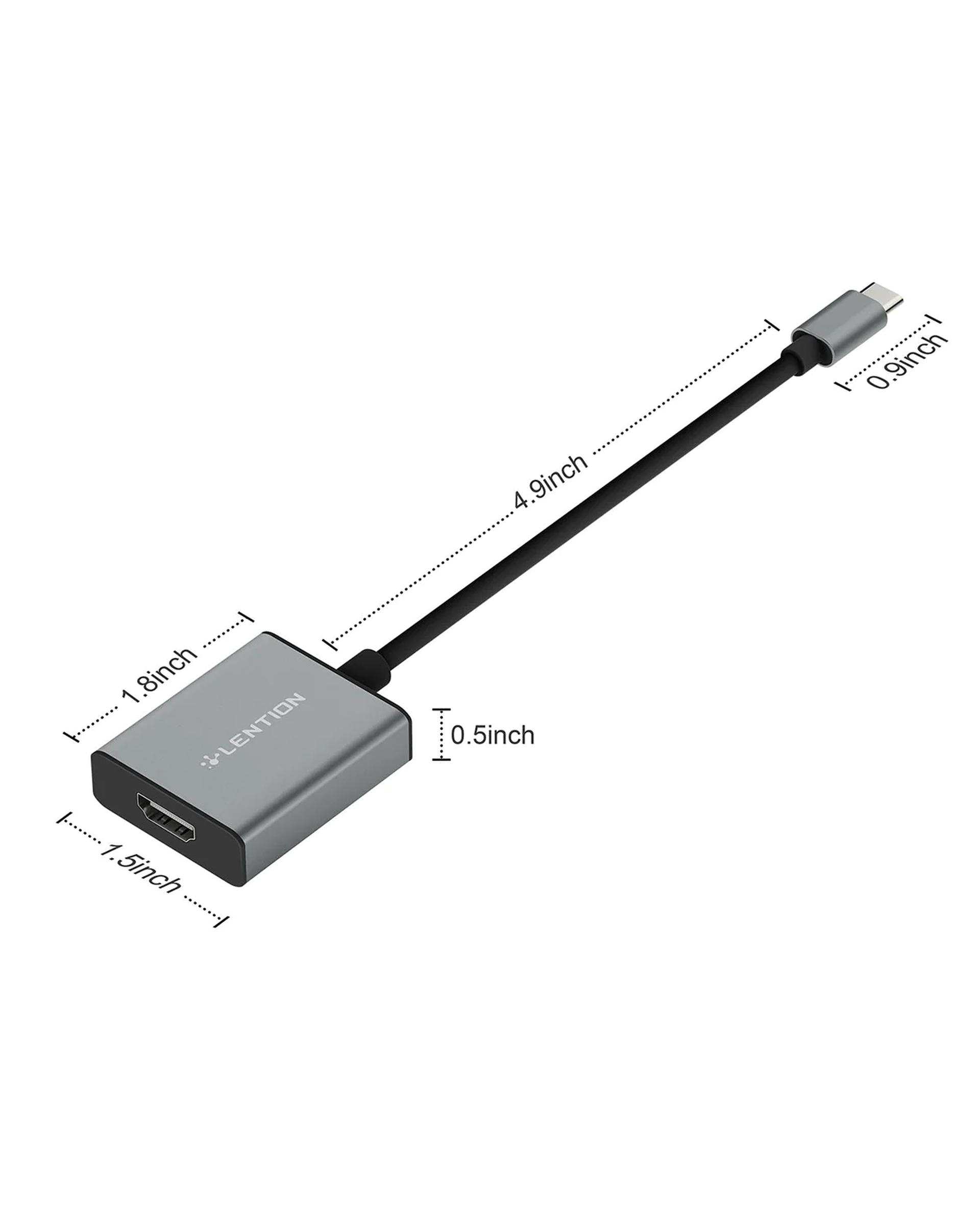 مبدل USB-C به 4K HDMI لنشن Lention خاکستری