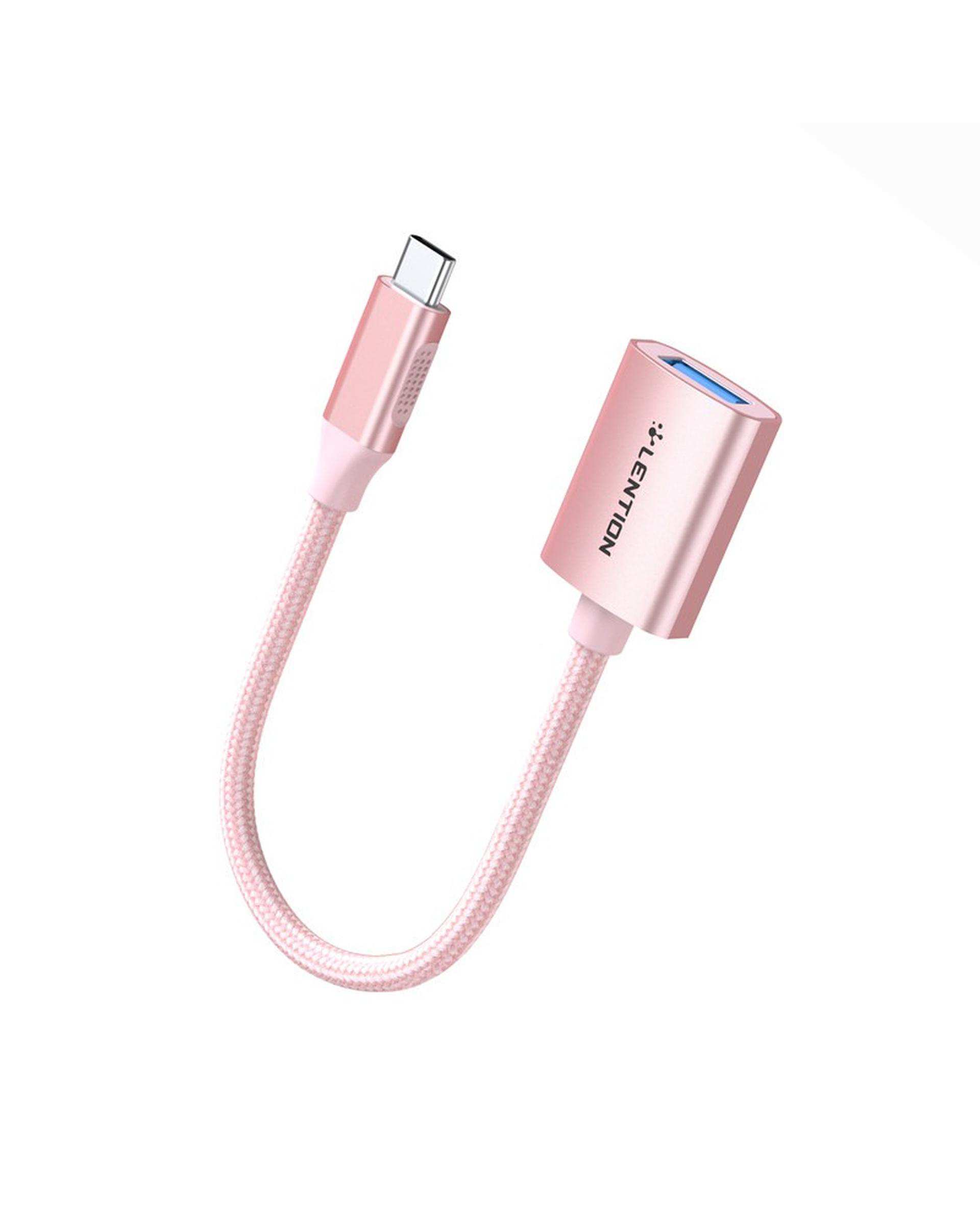 مبدل USB-C به USB-A لنشن Lention مدل C6 رزگلد