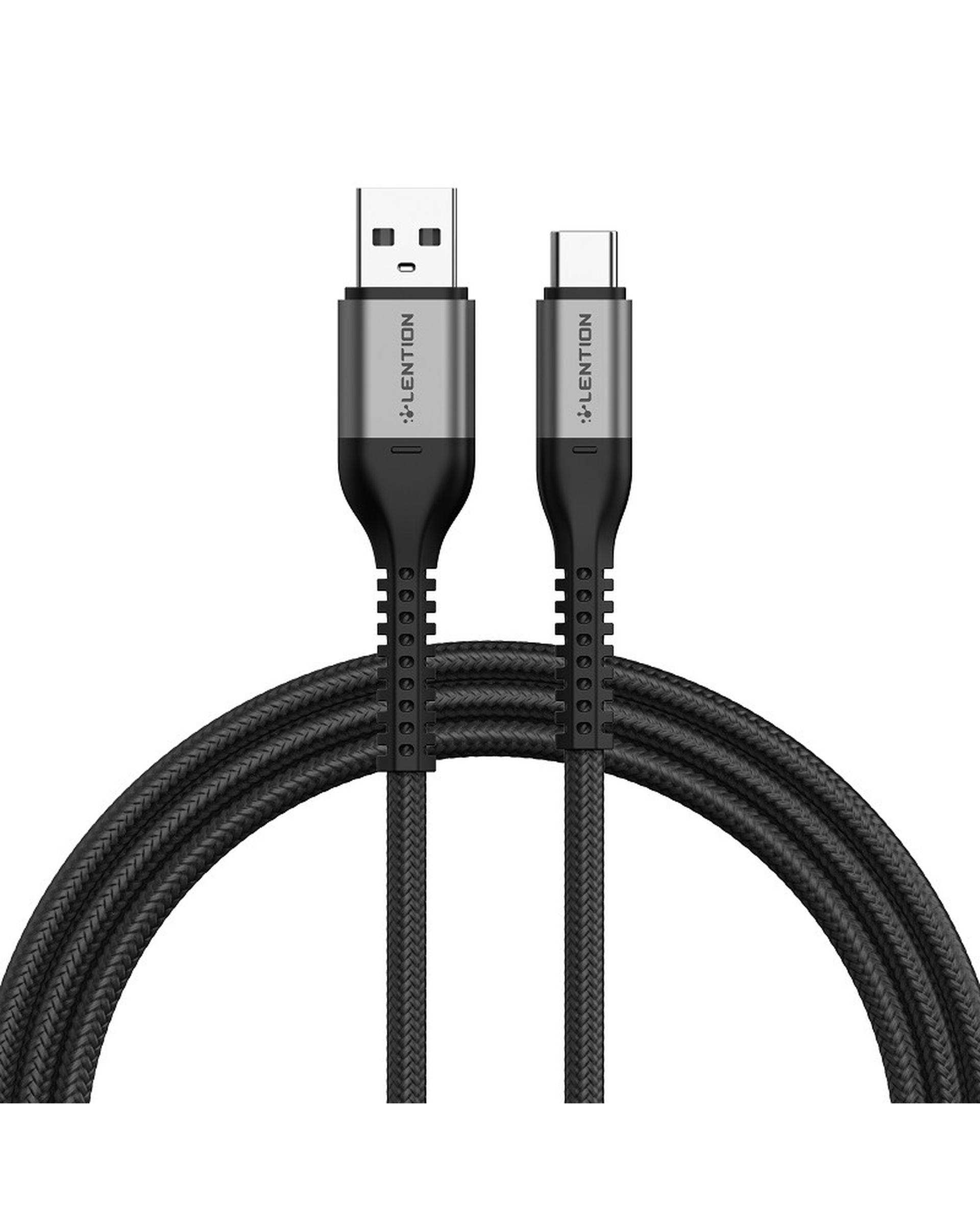 کابل تبدیل USB به USB-C خاکستری لنشن Lention مدل ACT-27W طول 1 متر