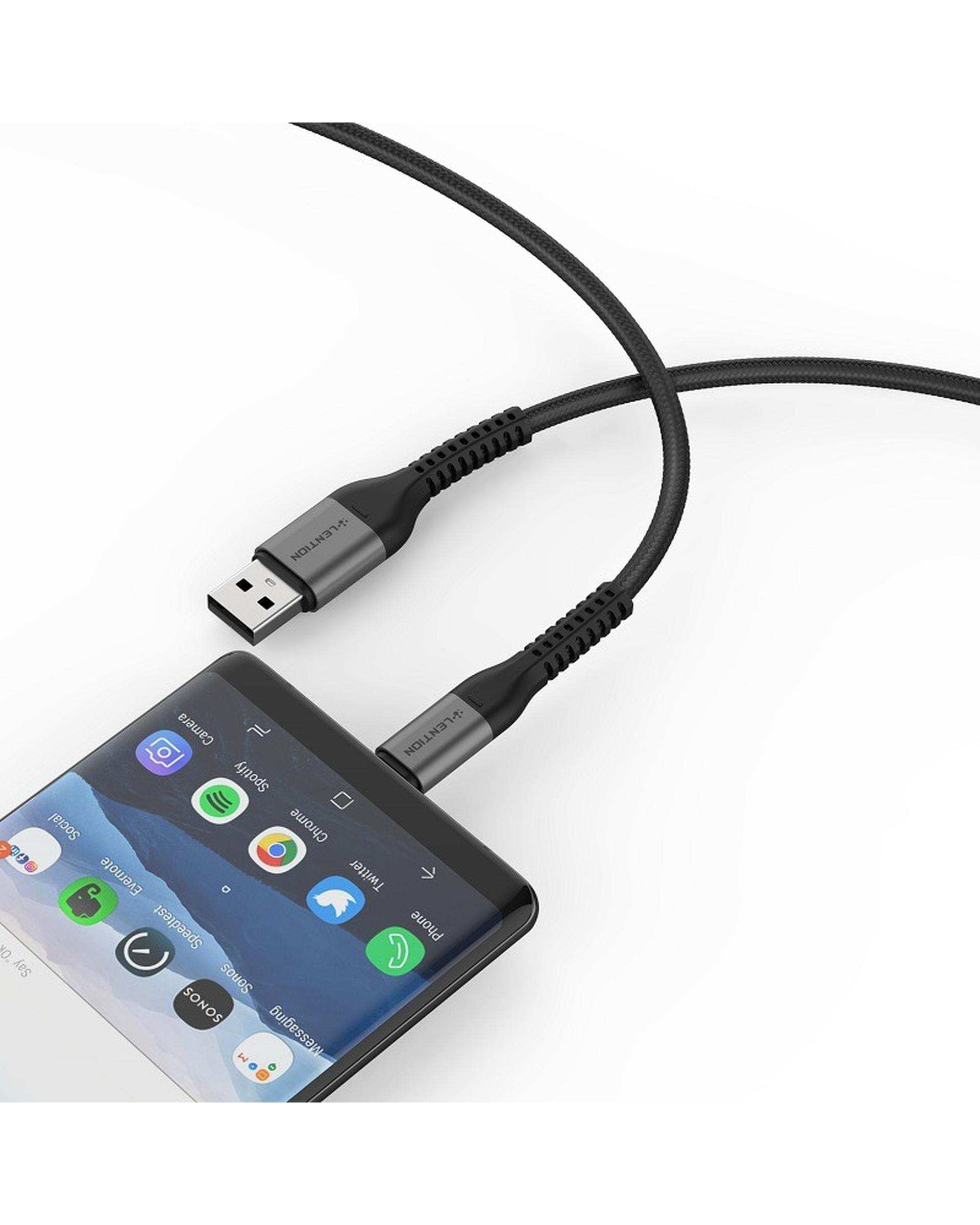 کابل تبدیل USB به USB-C خاکستری لنشن Lention مدل ACT-27W طول 1 متر