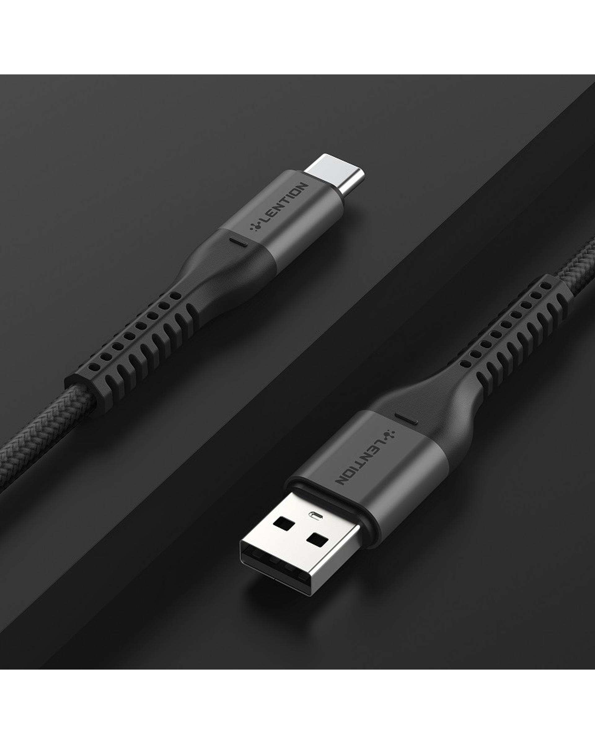 کابل تبدیل USB به USB-C خاکستری لنشن Lention مدل ACT-27W طول 1 متر