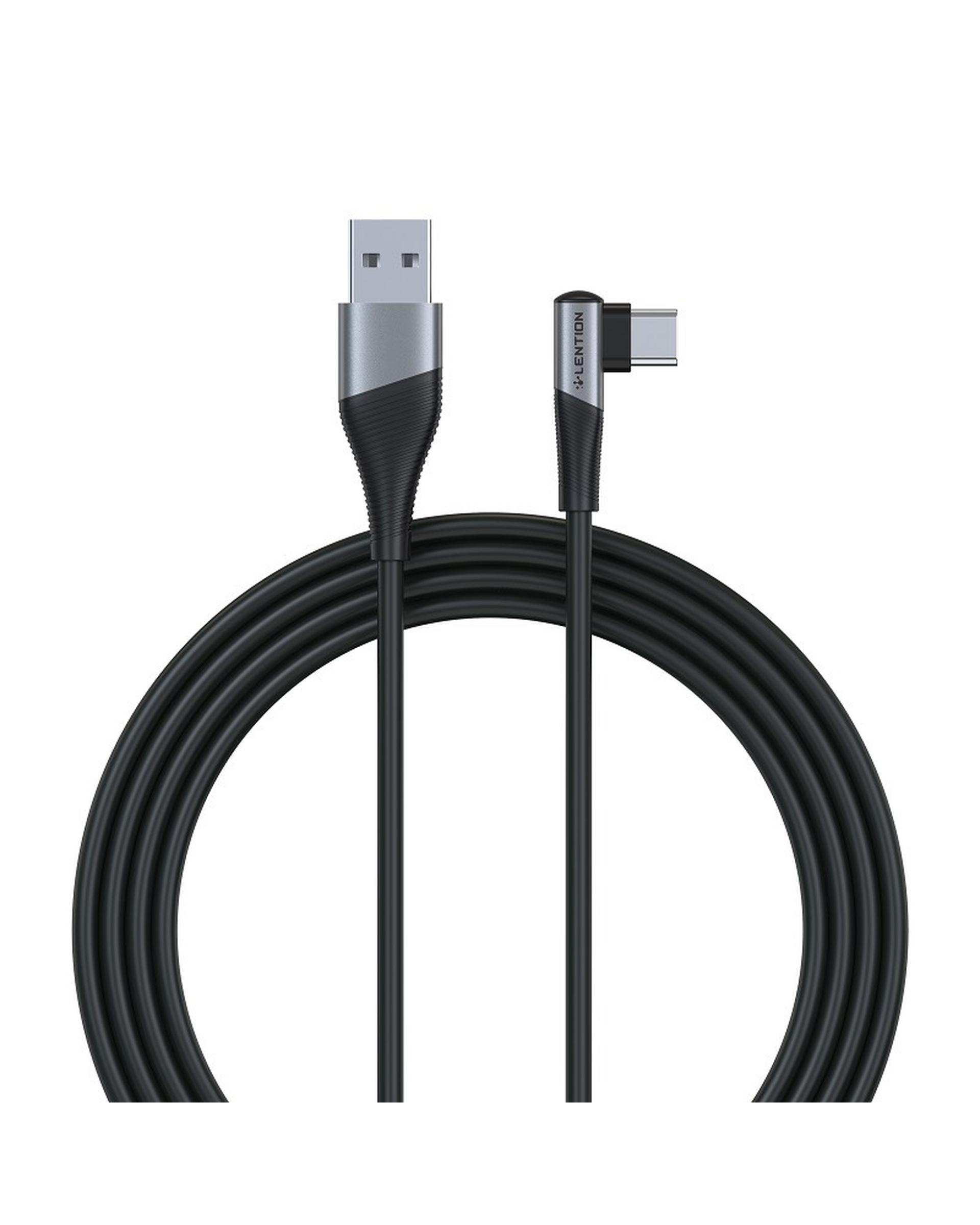 کابل تبدیل USB به USB-C خاکستری لنشن Lention مدل ACE-3A طول 2 متر