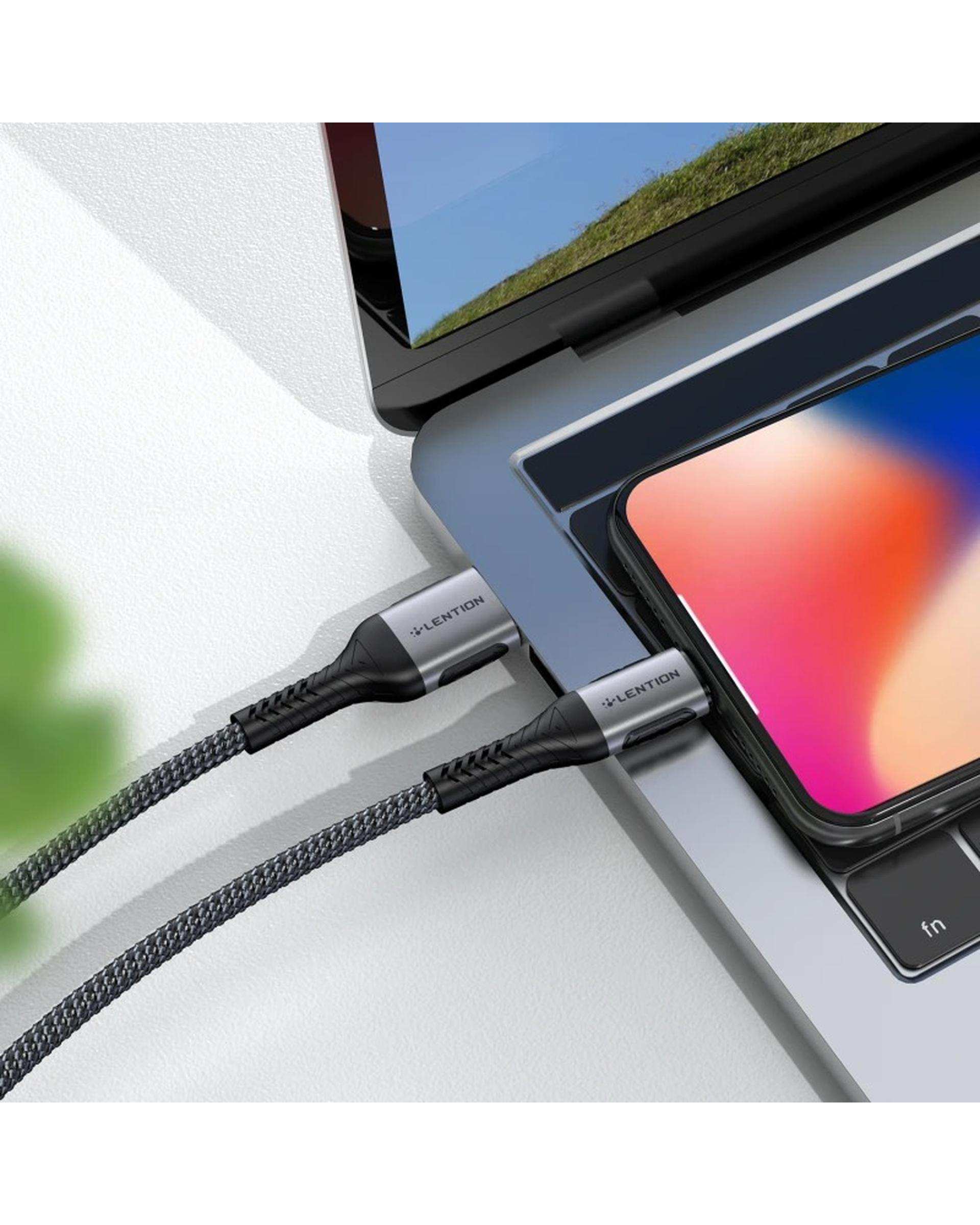 کابل تبدیل USB-A به USB-C خاکستری لنشن Lention مدل ACE-5A طول 1 متر