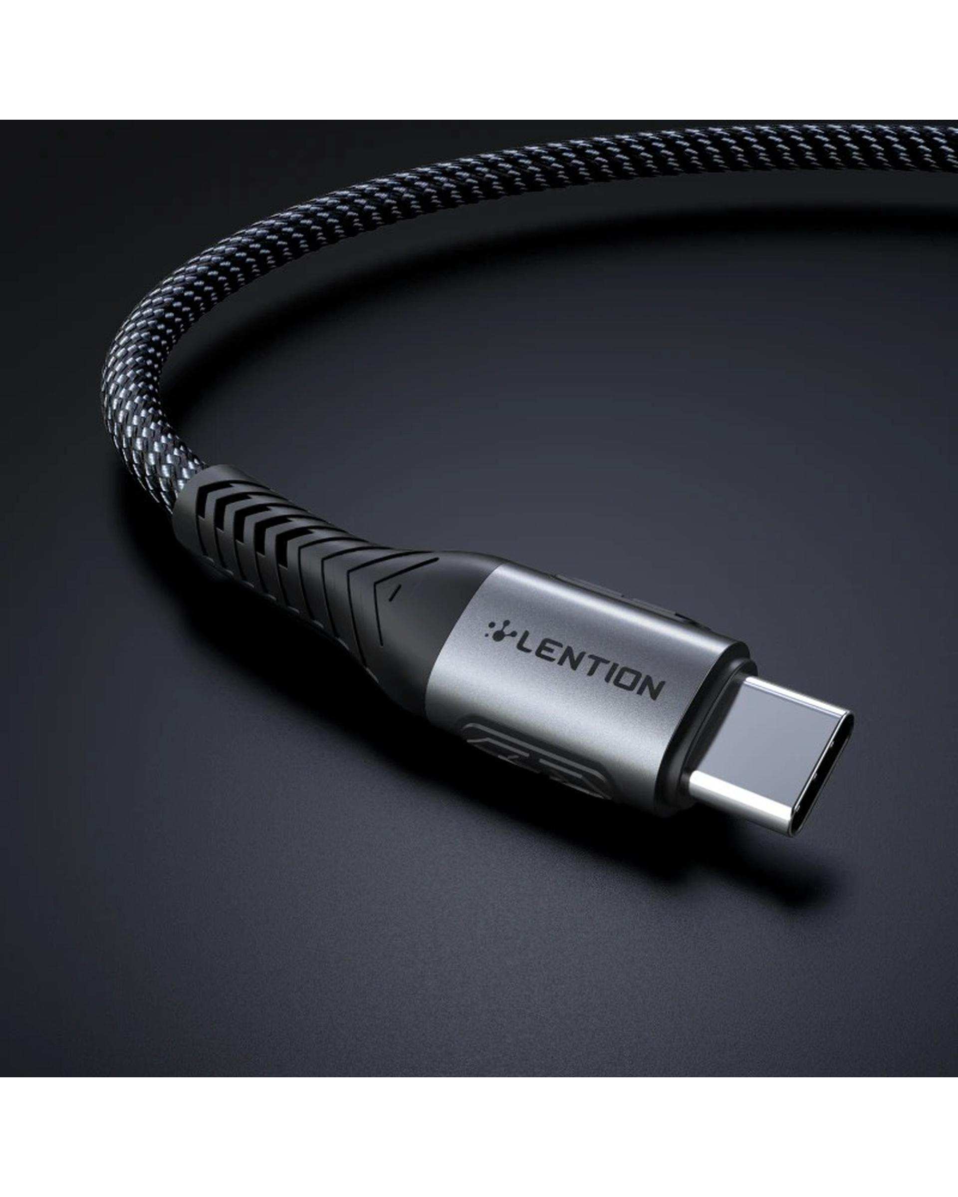 کابل تبدیل USB-A به USB-C خاکستری لنشن Lention مدل ACE-5A طول 1 متر