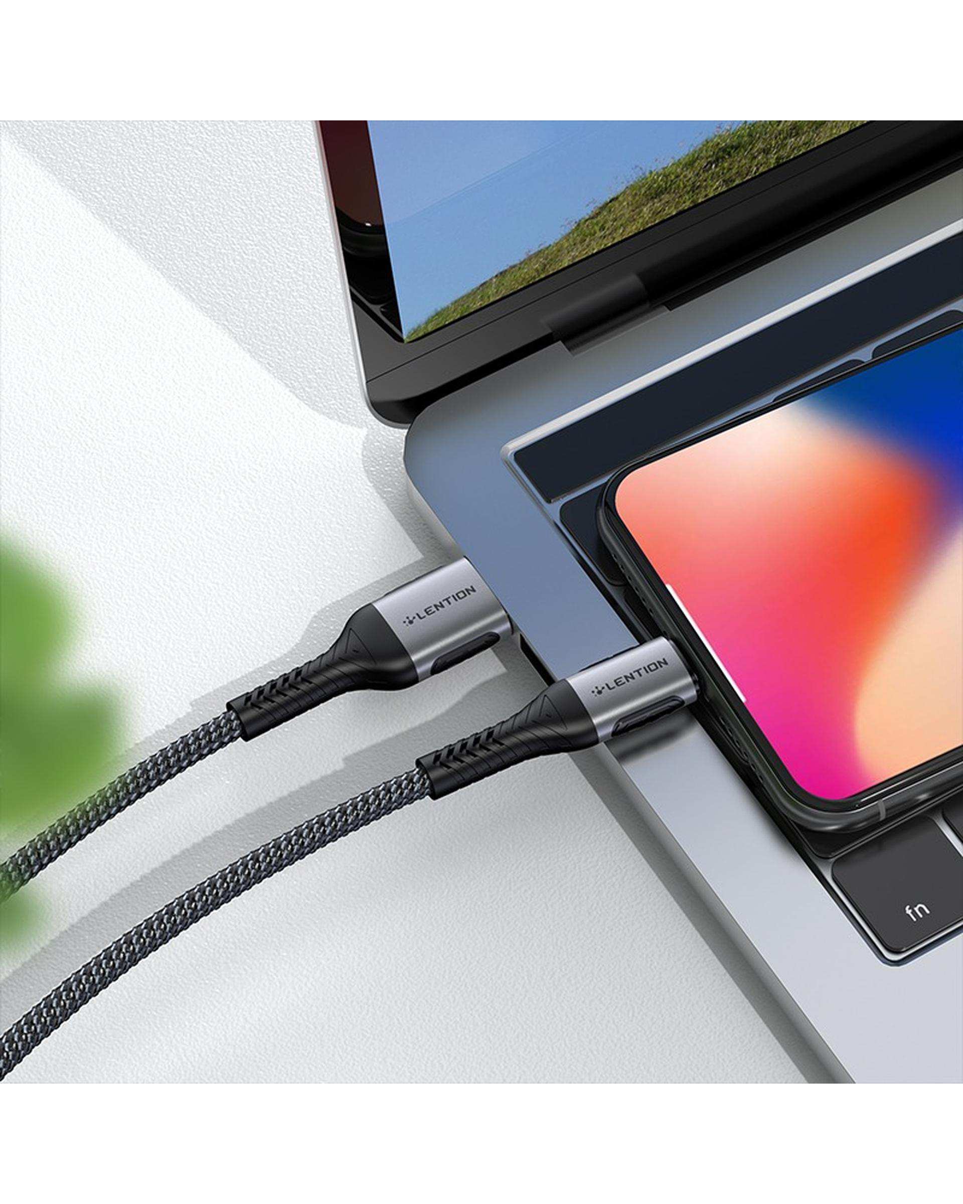 کابل تبدیل USB-A به USB-C خاکستری لنشن Lention مدل ACE-6A طول 1 متر