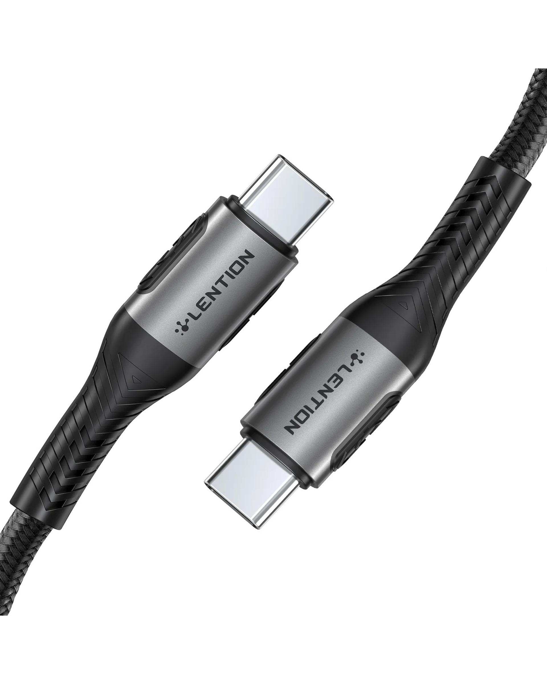 کابل تبدیل USB-C به USB-C خاکستری لنشن Lention مدل CCE-5A طول 2 متر