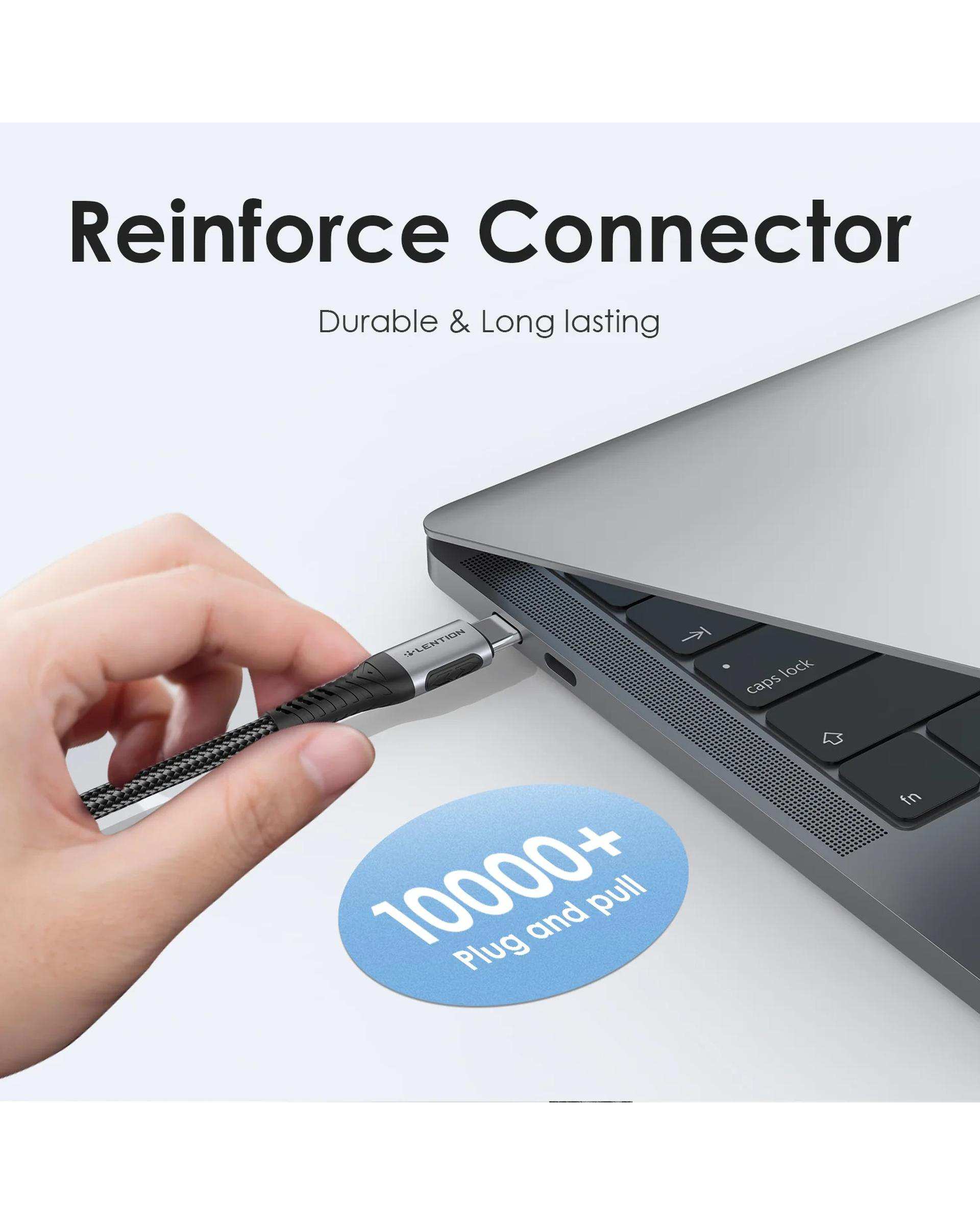 کابل تبدیل USB-C به USB-C خاکستری لنشن Lention مدل CCE-5A طول 2 متر