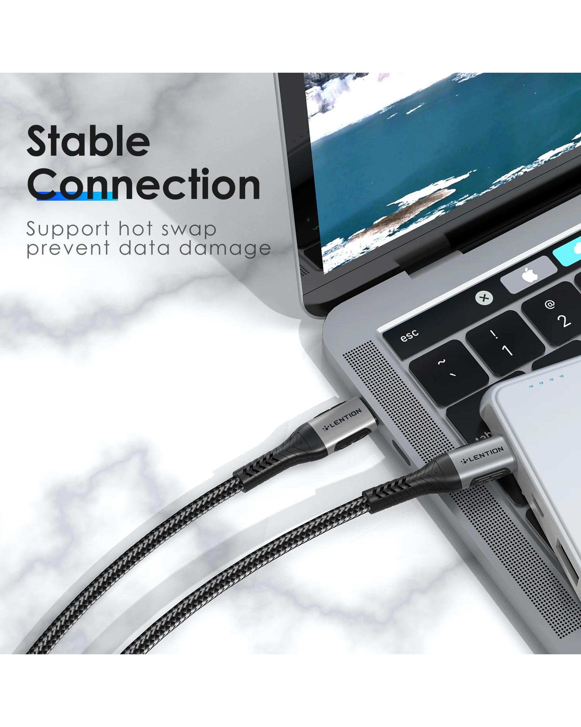 کابل تبدیل USB-C به USB-C خاکستری لنشن Lention مدل CCE-5A طول 2 متر