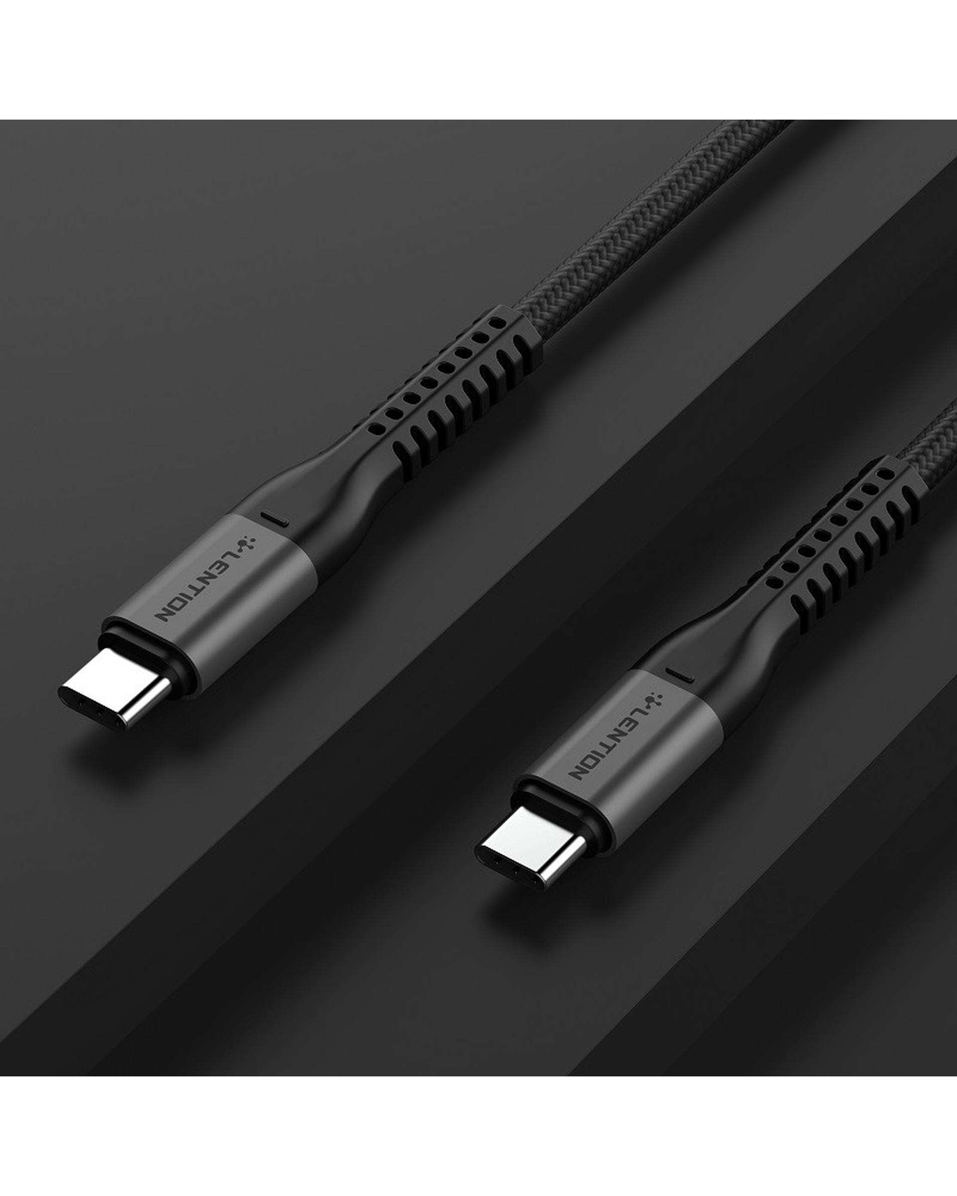 کابل تبدیل USB-C به USB-C خاکستری لنشن Lention مدل CCT-100W طول 2 متر