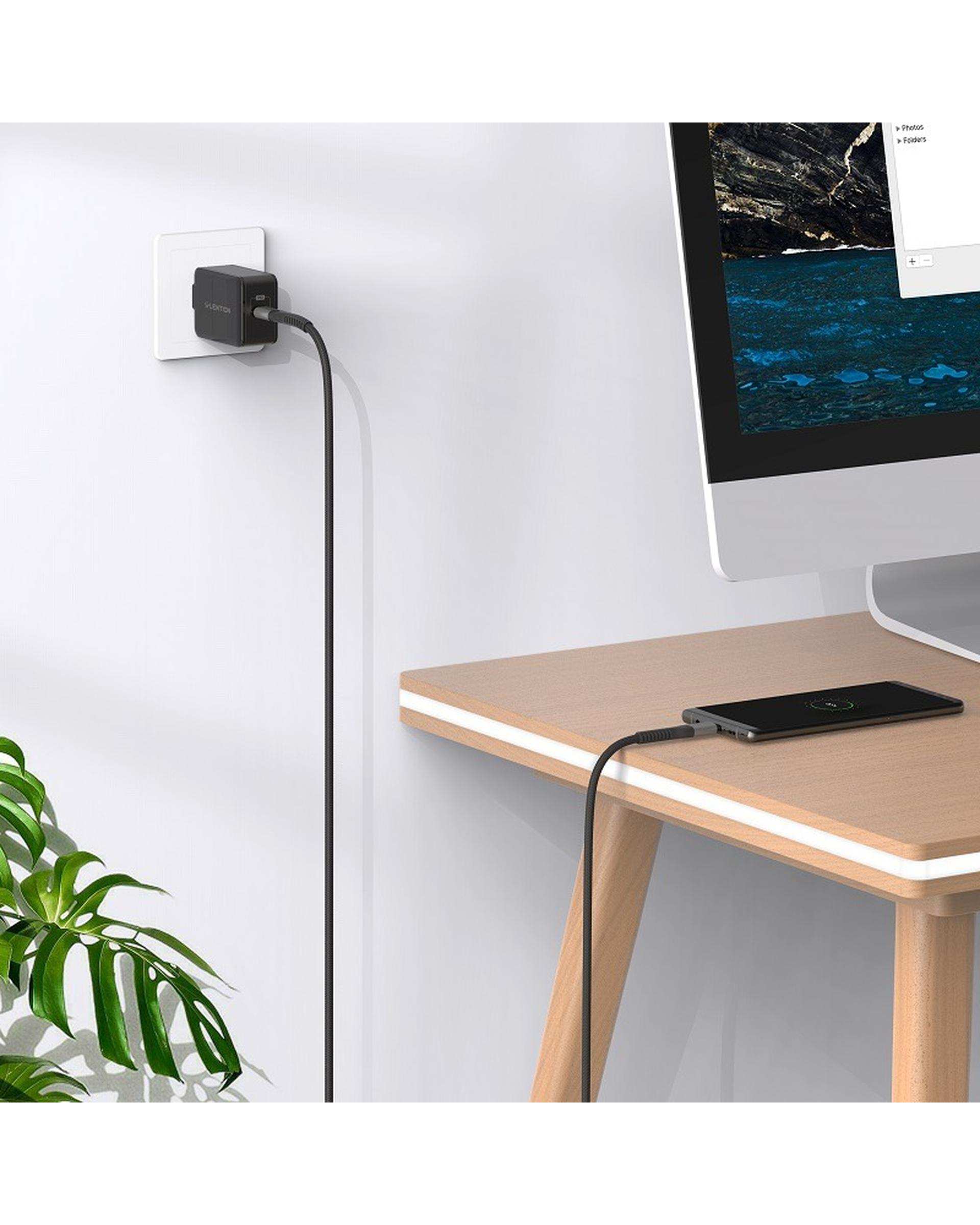 کابل تبدیل USB-C به USB-C خاکستری لنشن Lention مدل CCT-100W طول 2 متر