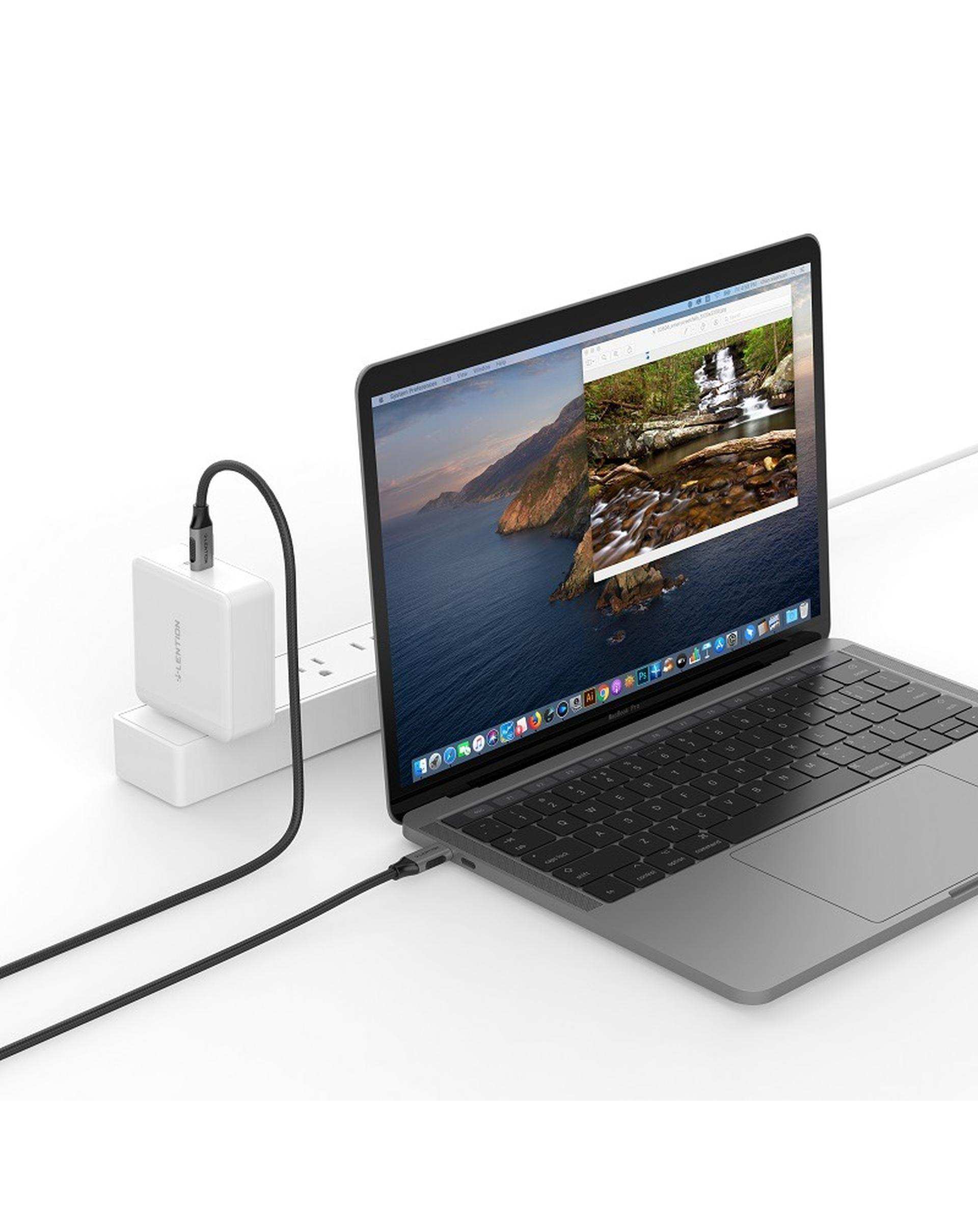 کابل تبدیل USB-C به USB-C خاکستری لنشن Lention مدل CCN-100W طول 1 متر