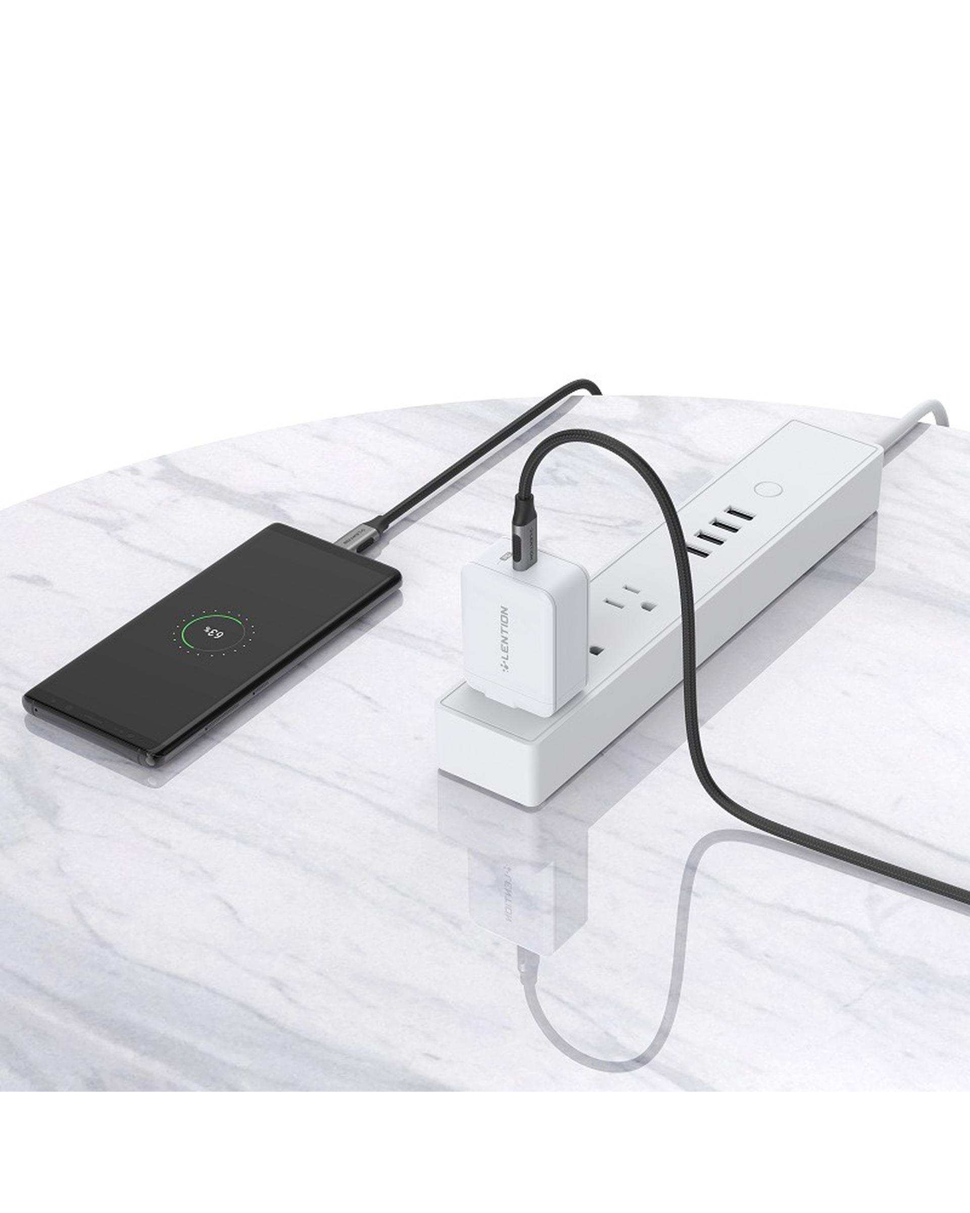 کابل تبدیل USB-C به USB-C خاکستری لنشن Lention مدل CCN-100W طول 1 متر