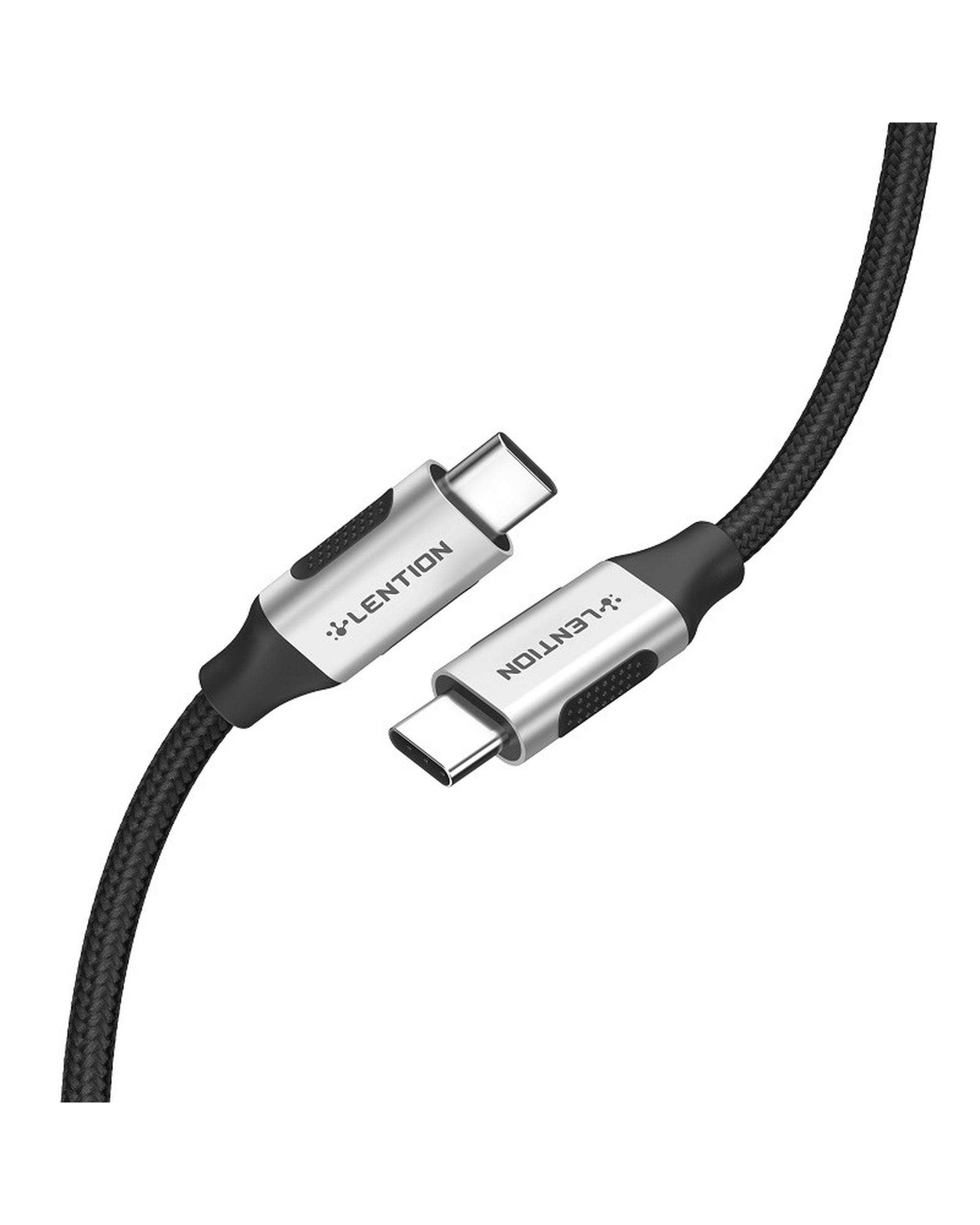 کابل تبدیل USB-C به USB-C نقره ای لنشن Lention مدل CCN-100W طول 1 متر