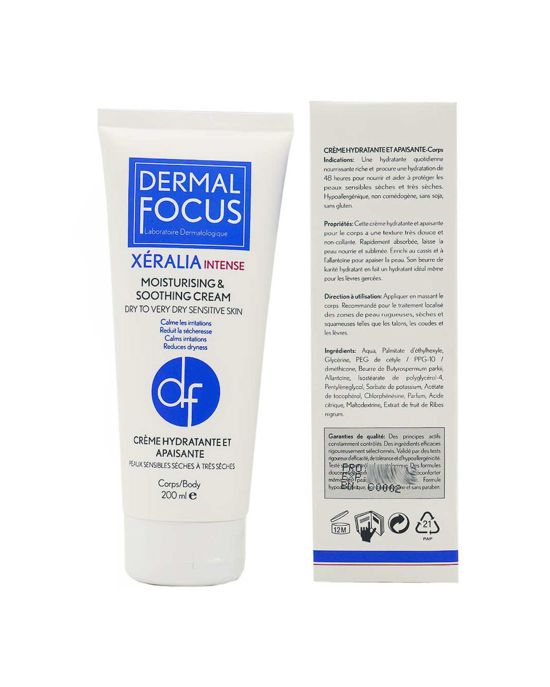 کرم بدن زرالیا اینتنس درمال فوکوس Dermal Focus مناسب پوست های خشک و حساس 200ml