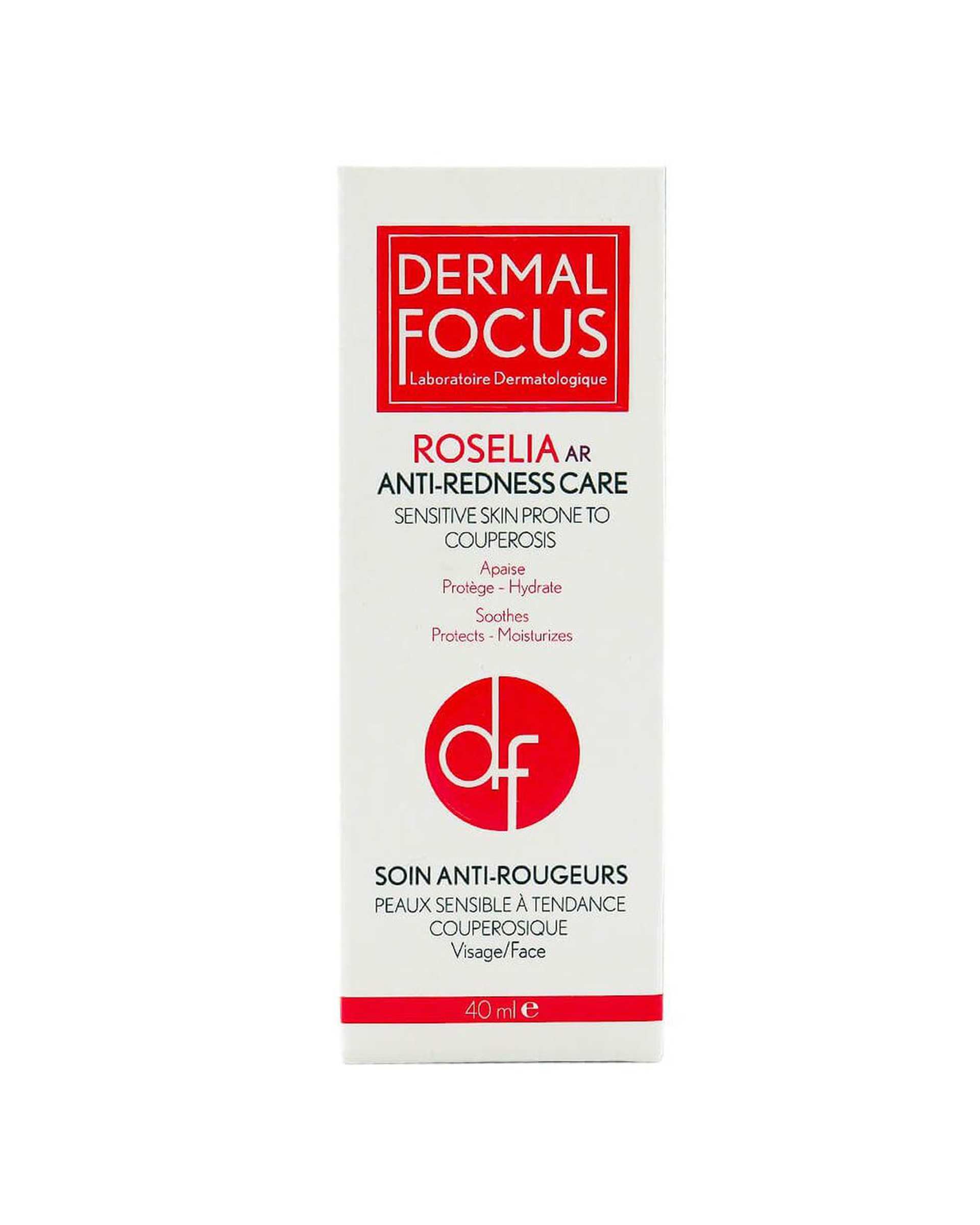 کرم ضد قرمزی پوست درمال فوکوس Dermal Focus مدل رزلیا AR حجم 40ml