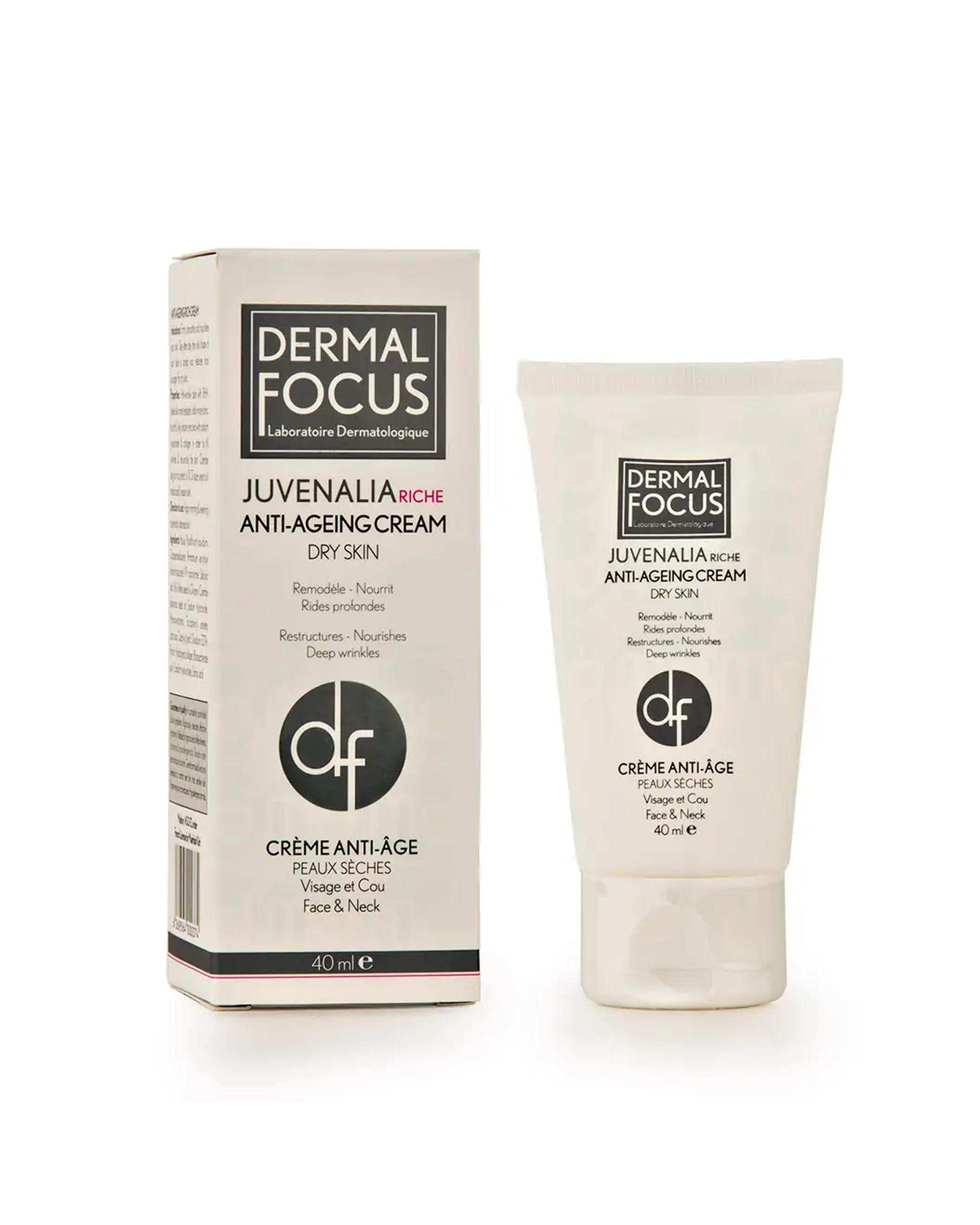 کرم ضد چروک درمال فوکوس Dermal Focus مدل Juvenalia Riche مناسب پوست خشک 40ml